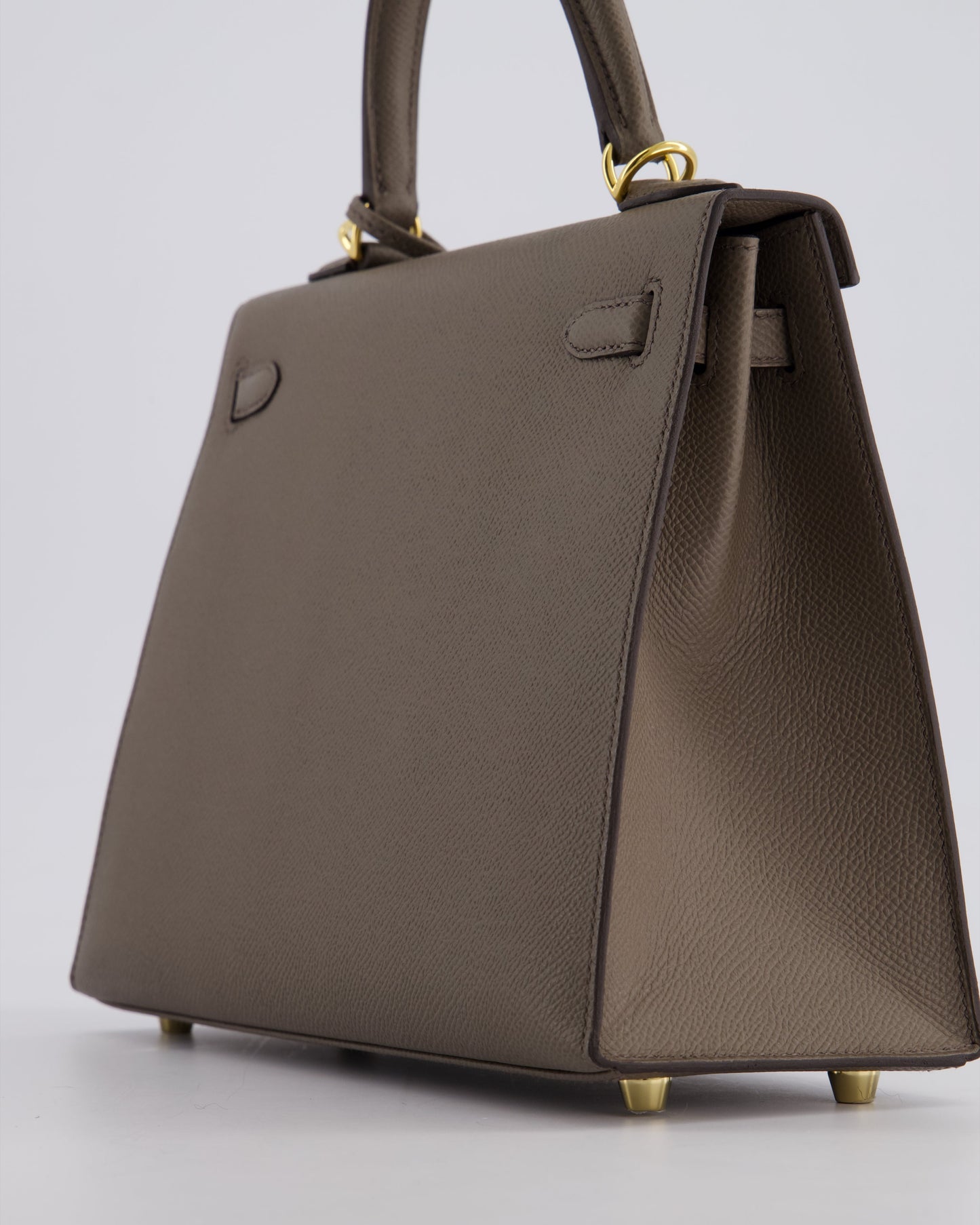 *RARE* Hermes Kelly 25 Sellier Bag in Gris Etain Epsom Leather with Gold Hardware