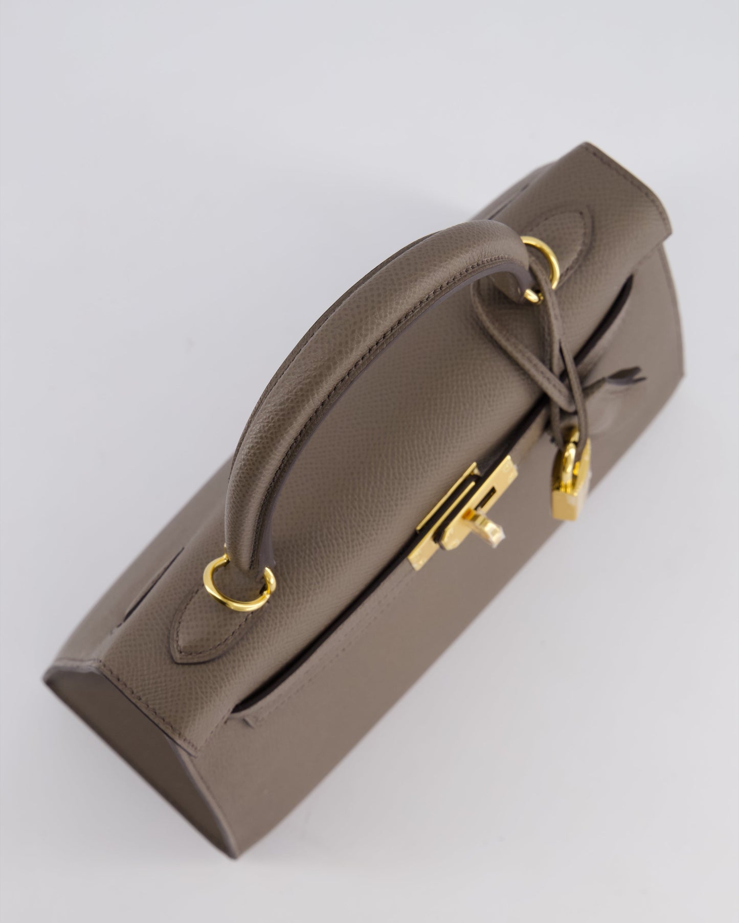 *RARE* Hermes Kelly 25 Sellier Bag in Gris Etain Epsom Leather with Gold Hardware