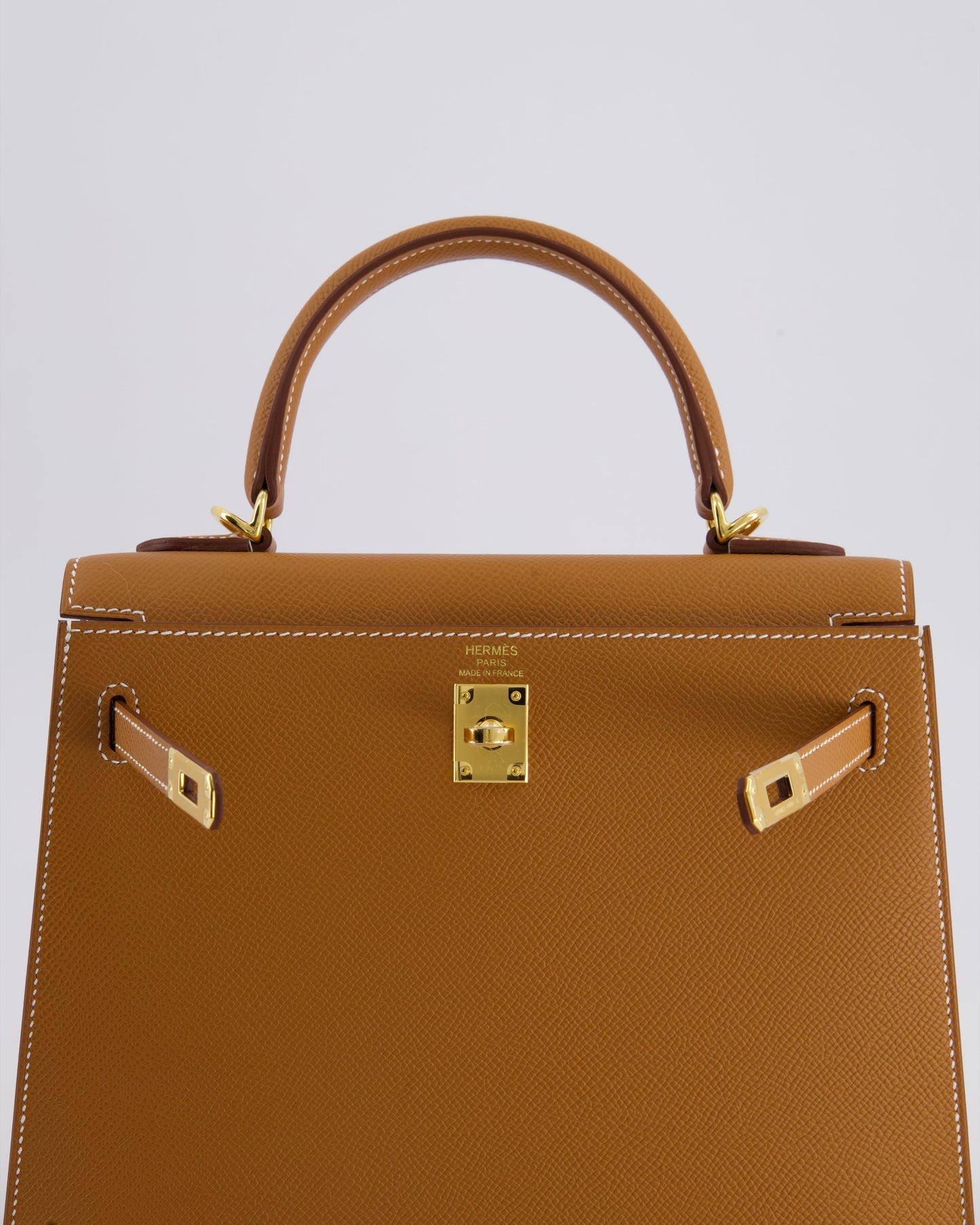 Hermes Kelly 25 Sellier Bag in Gold Epsom Leather with Gold Hardware