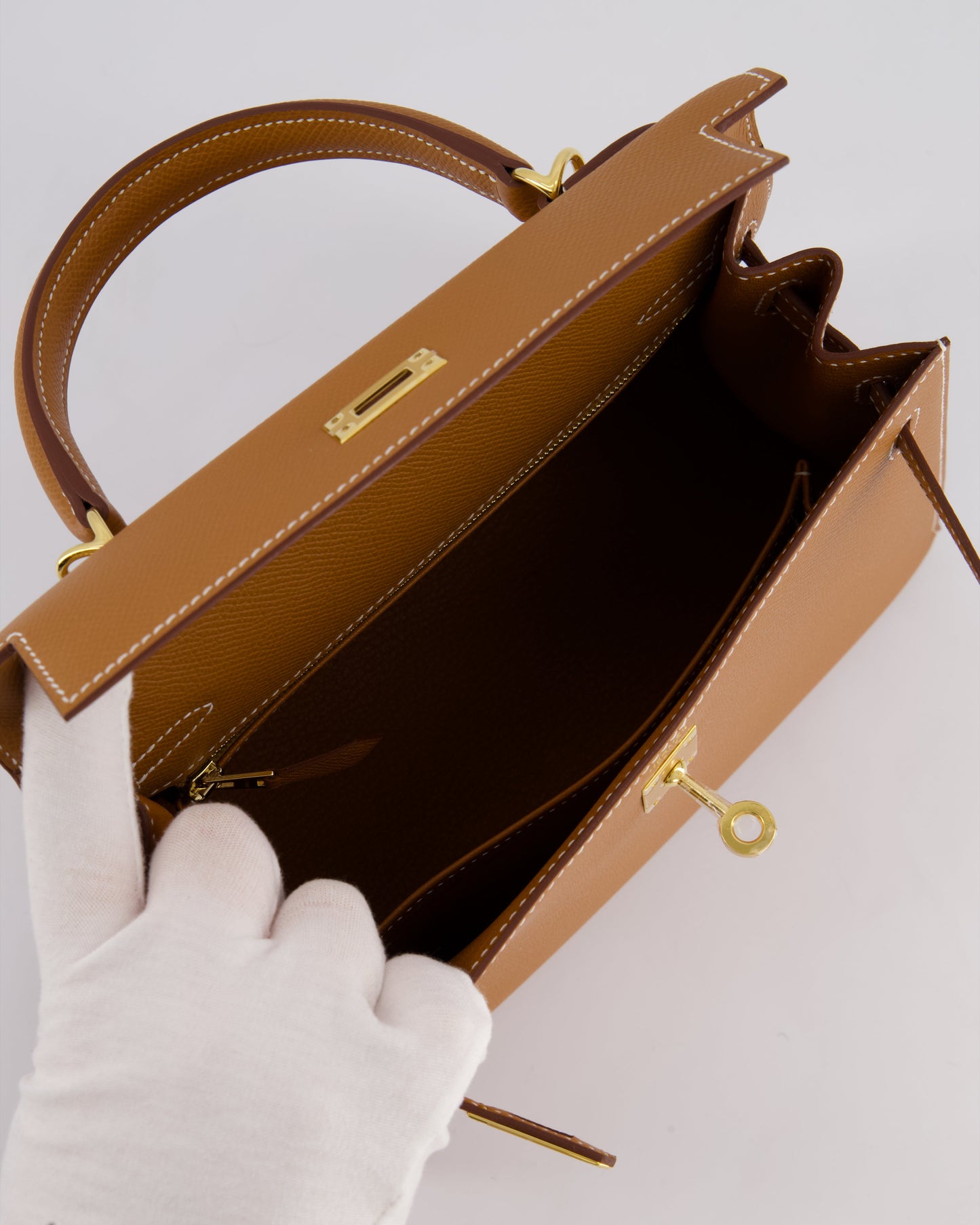 Hermes Kelly 25 Sellier Bag in Gold Epsom Leather with Gold Hardware