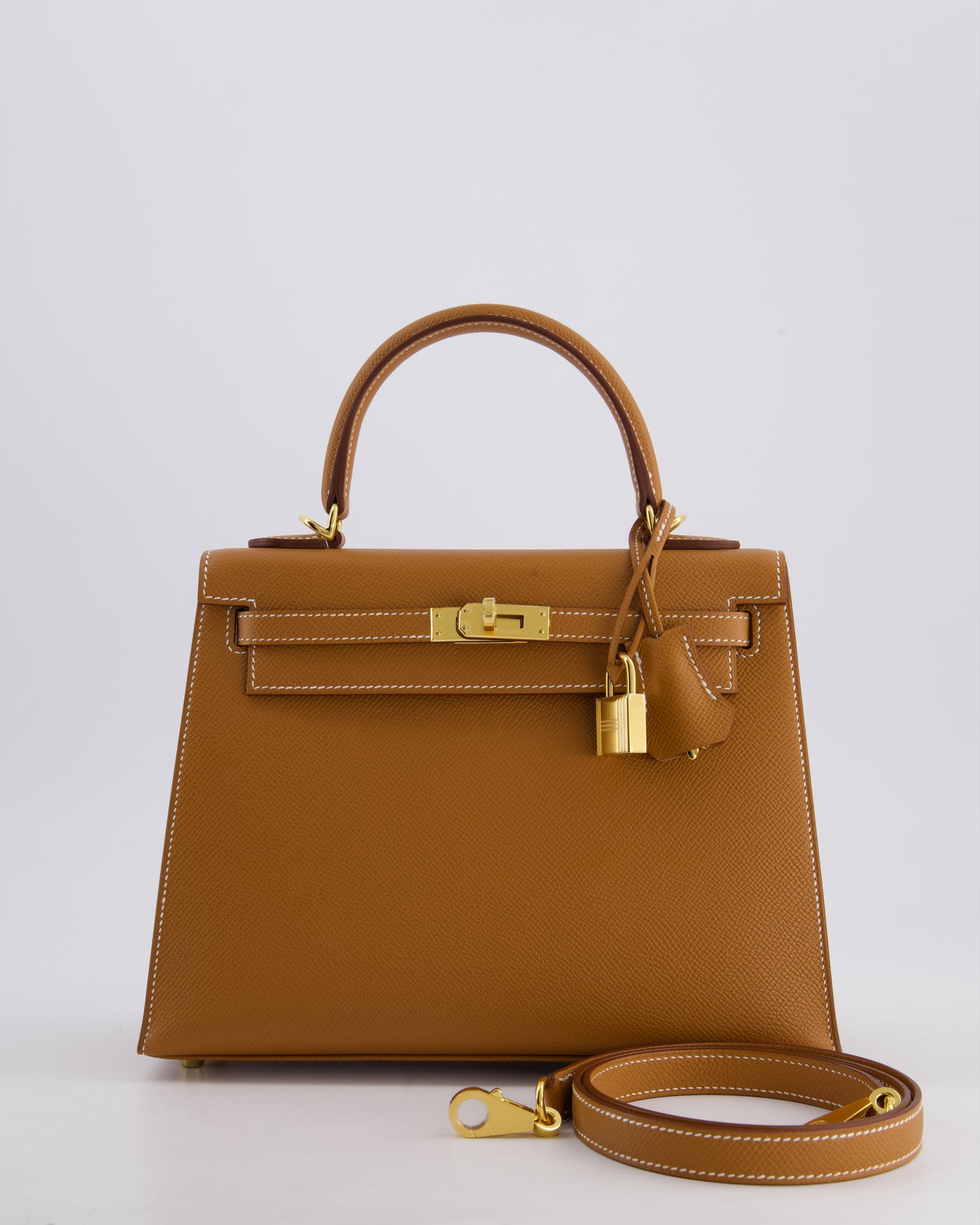Hermes Kelly 25 Sellier Bag in Gold Epsom Leather with Gold Hardware