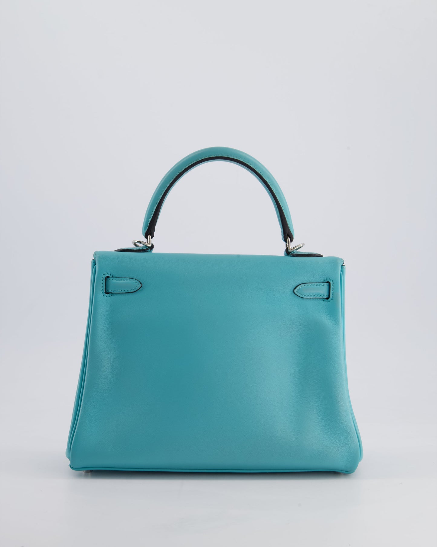 Hermes Kelly 25 Retourne Bag in Bleu Atoll Swift Leather with Palladium Hardware