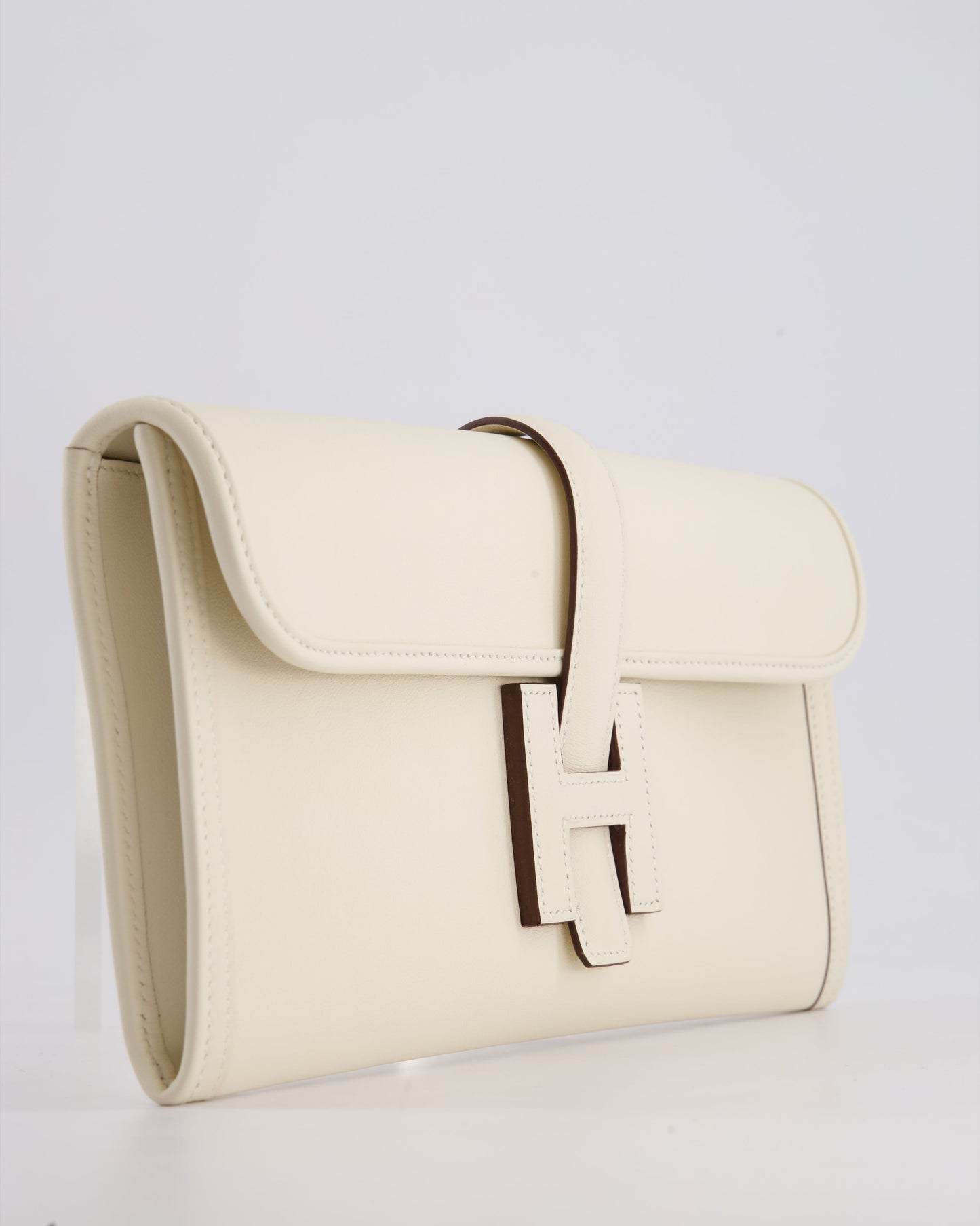 Hermes Jige Elan 29cm Clutch Bag in Nata Evercolour Leather