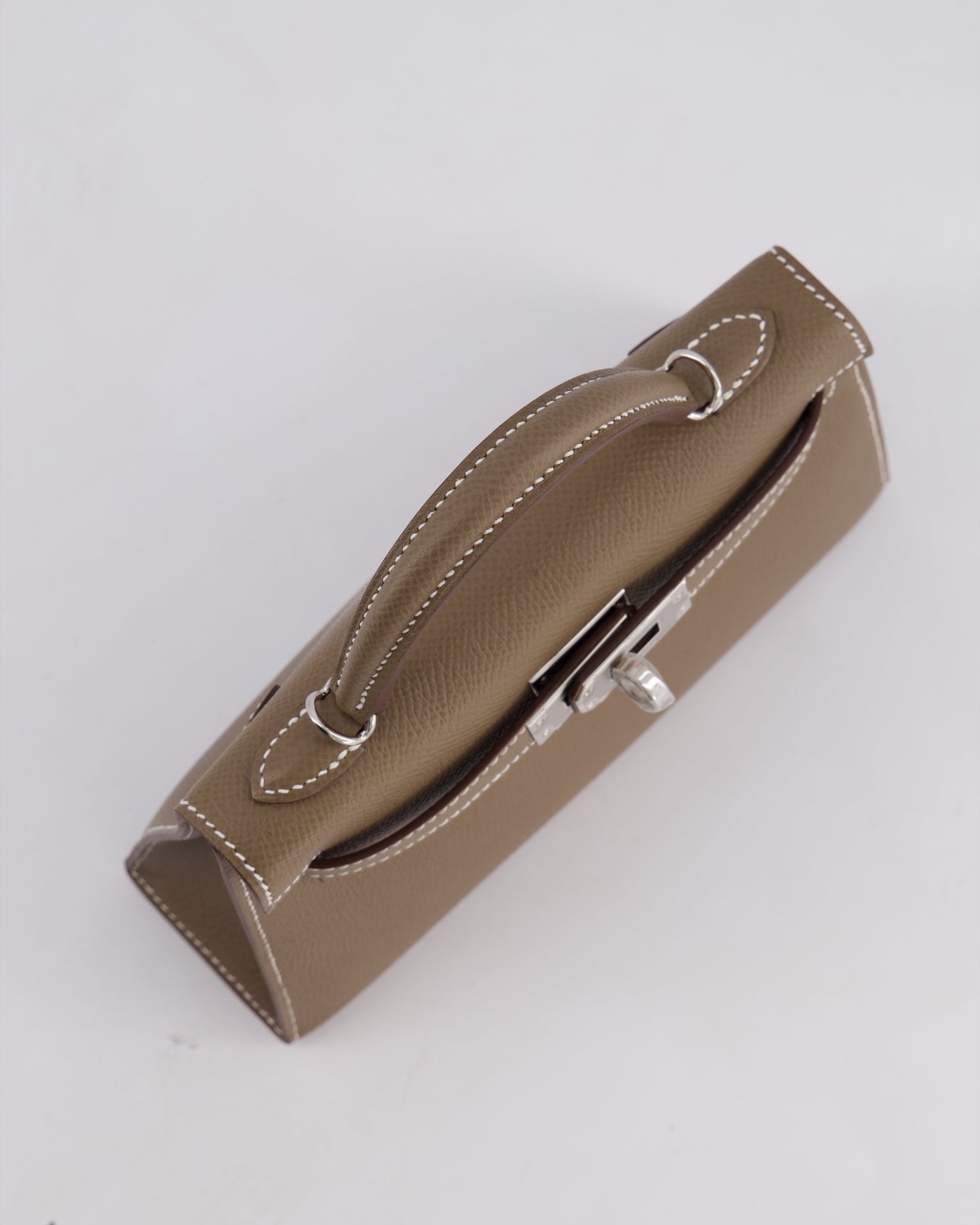 *HOT* Hermes Mini Kelly II 20 Bag in Etoupe Epsom Leather with Palladium Hardware