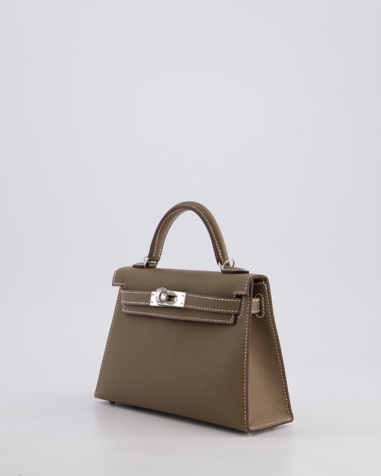 *HOT* Hermes Mini Kelly II 20 Bag in Etoupe Epsom Leather with Palladium Hardware