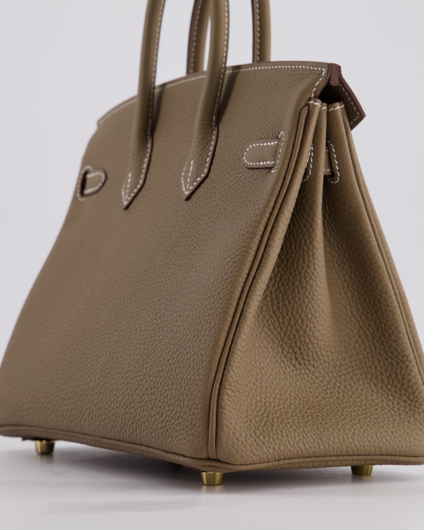 Hermes Birkin 25 Retourne Bag in Etoupe Togo Leather with Gold Hardware