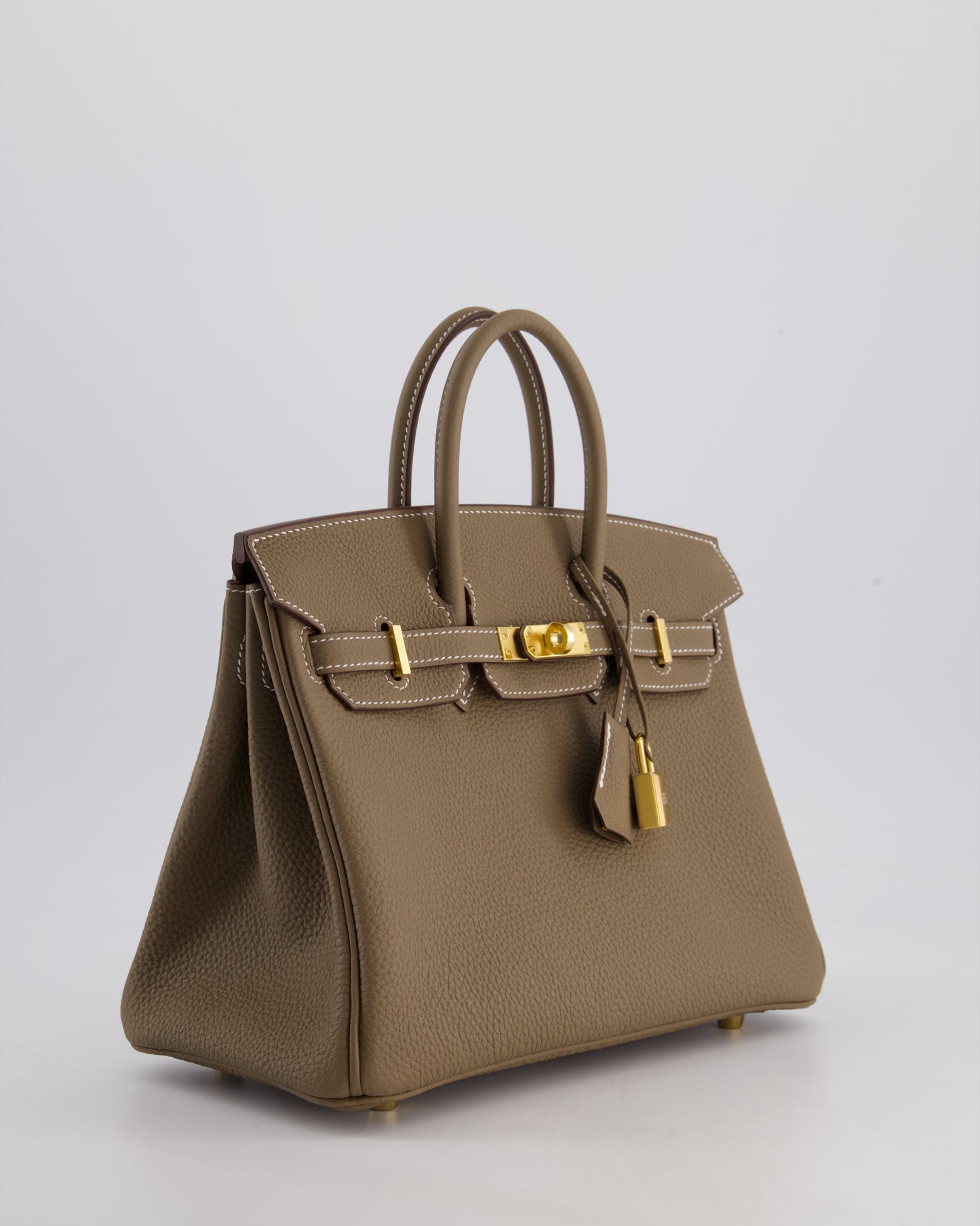 Hermes Birkin 25 Retourne Bag in Etoupe Togo Leather with Gold Hardware