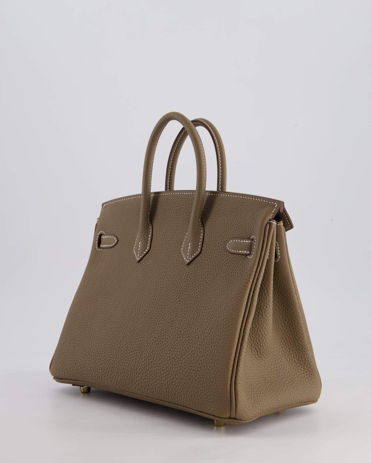 Hermes Birkin 25 Retourne Bag in Etoupe Togo Leather with Gold Hardware