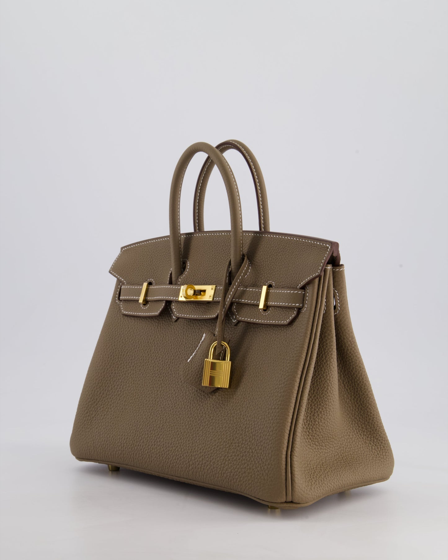 Hermes Birkin 25 Retourne Bag in Etoupe Togo Leather with Gold Hardware