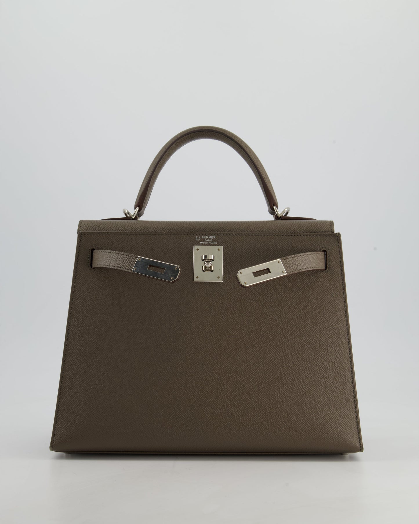 Hermes HSS Kelly 28 Sellier Bag in Gris Etain Epsom Leather with Palladium Hardware