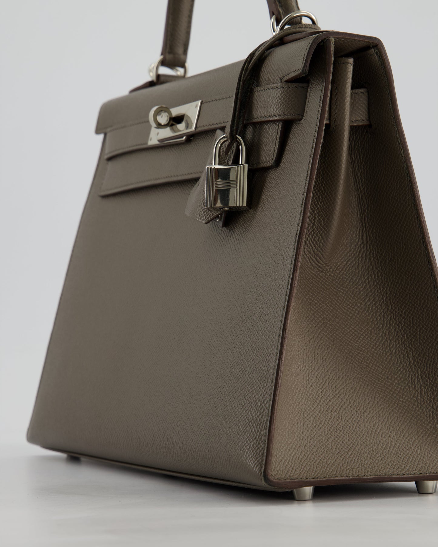 Hermes HSS Kelly 28 Sellier Bag in Gris Etain Epsom Leather with Palladium Hardware