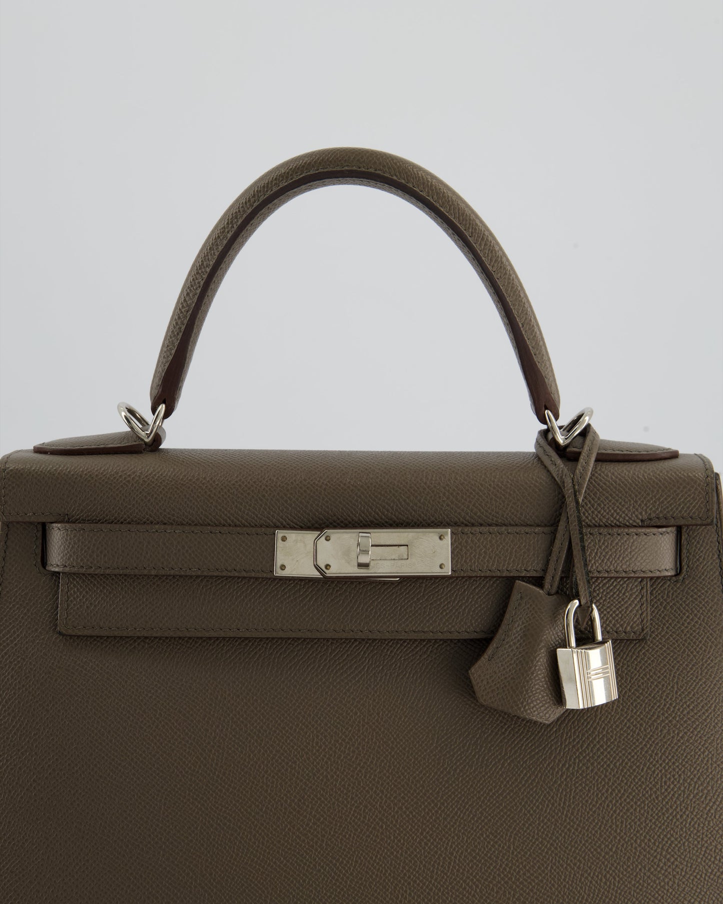 Hermes HSS Kelly 28 Sellier Bag in Gris Etain Epsom Leather with Palladium Hardware
