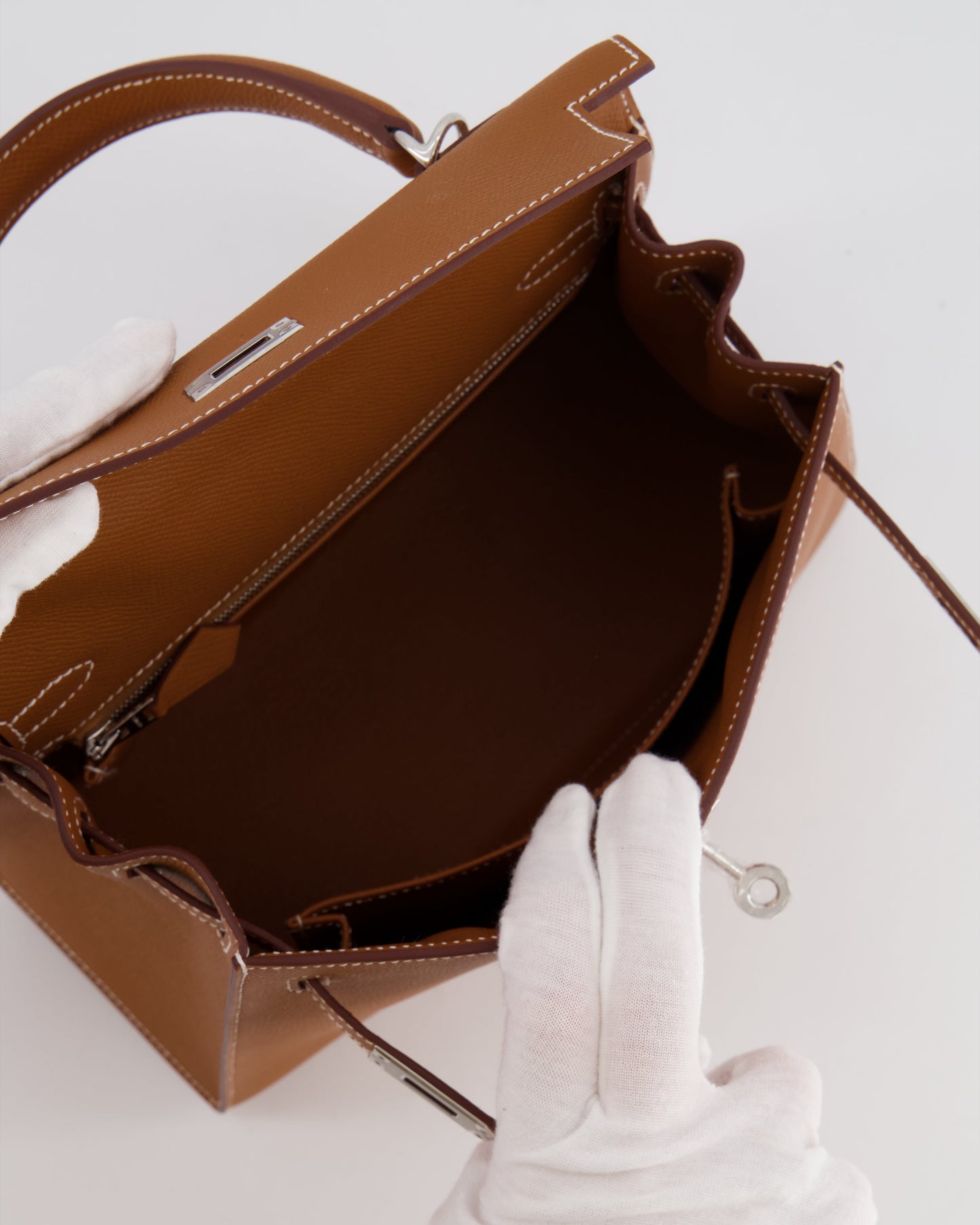 Hermes Kelly 25 Sellier Bag in Gold Epsom Leather with Palladium Hardware
