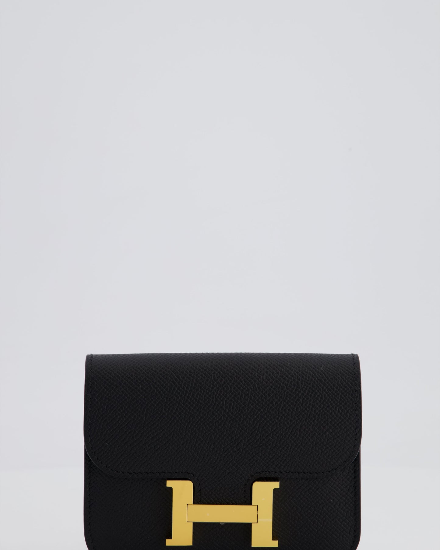 Hermes Constance Slim Belt Wallet Bag in Black Epsom Leather with Pocket and Gold Hardware