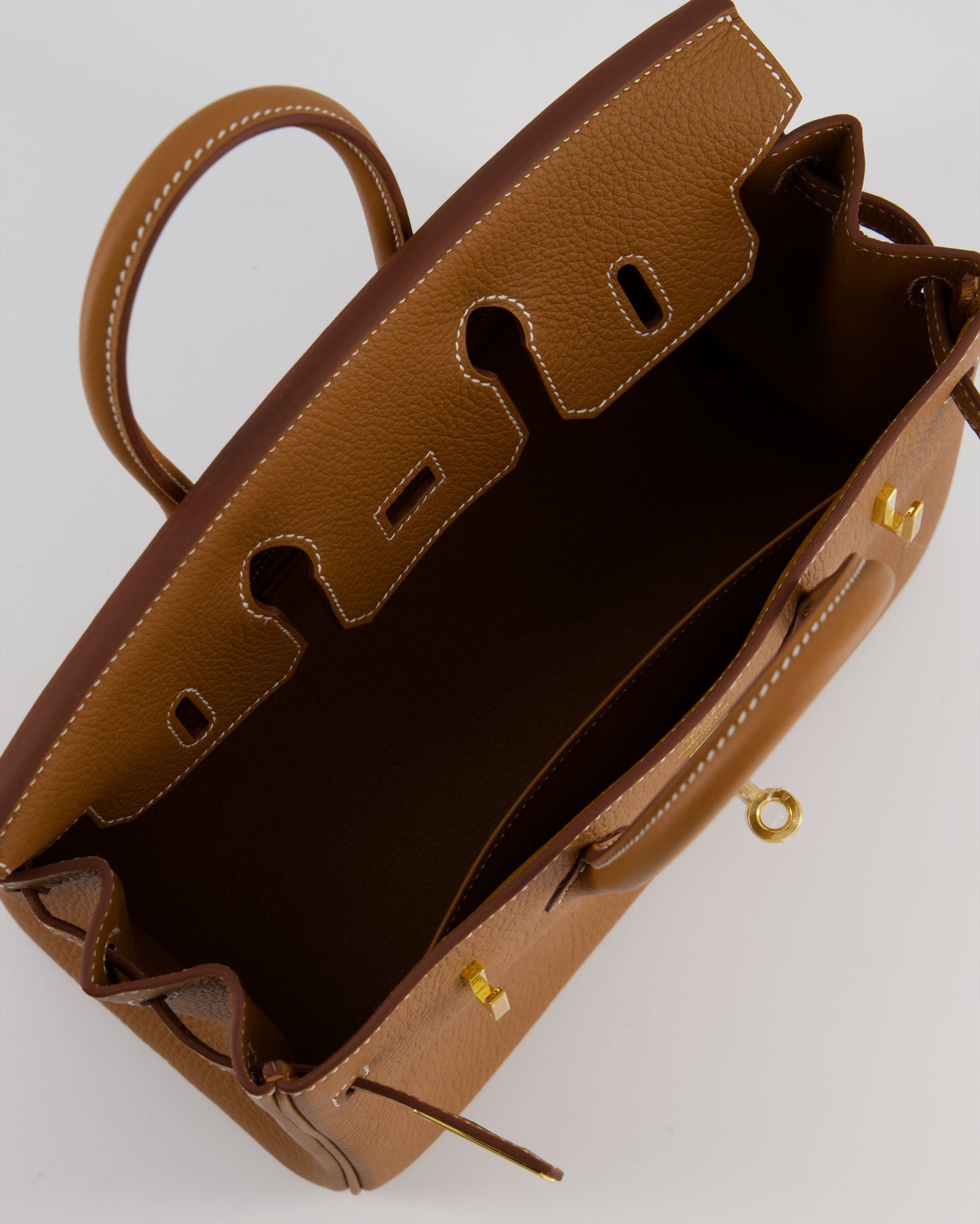 Hermes Birkin 25 Retourne Bag in Gold Togo Leather with Gold Hardware