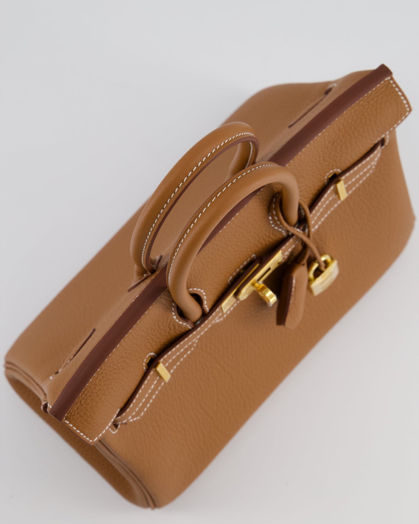 Hermes Birkin 25 Retourne Bag in Gold Togo Leather with Gold Hardware