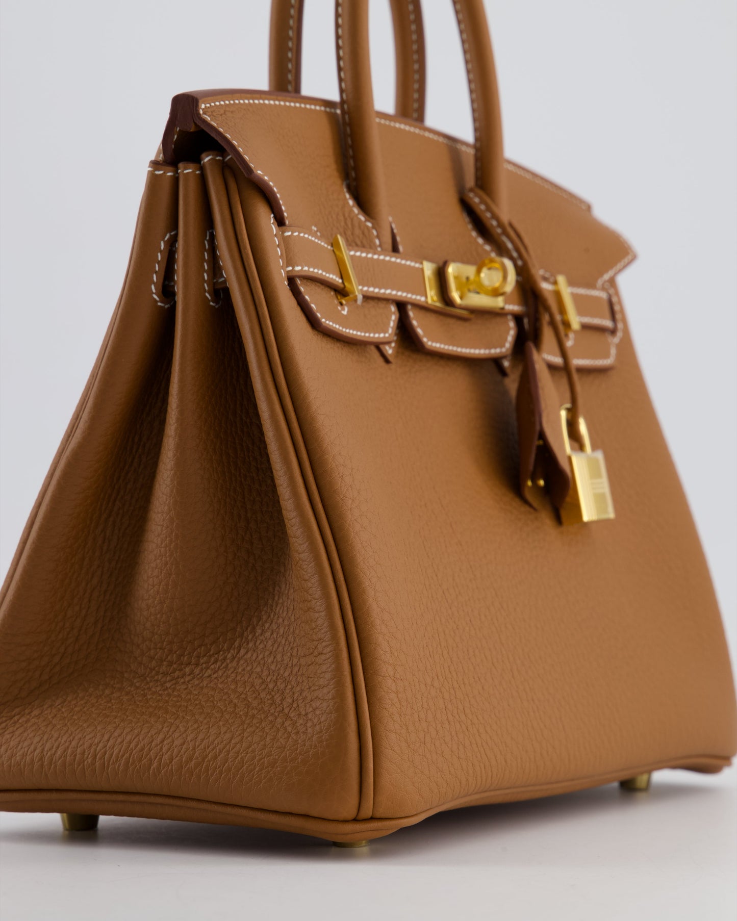 Hermes Birkin 25 Retourne Bag in Gold Togo Leather with Gold Hardware