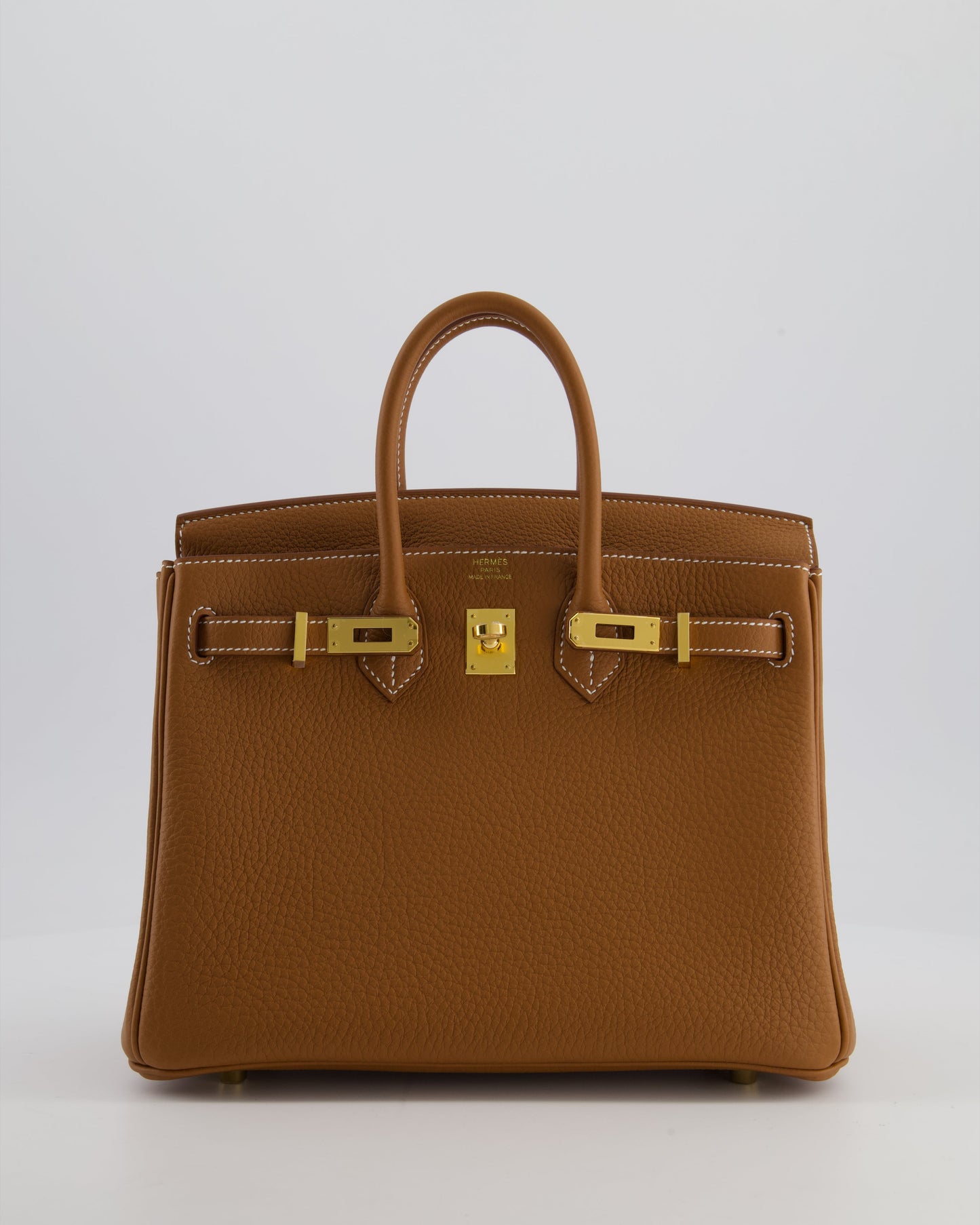 Hermes Birkin 25 Retourne Bag in Gold Togo Leather with Gold Hardware