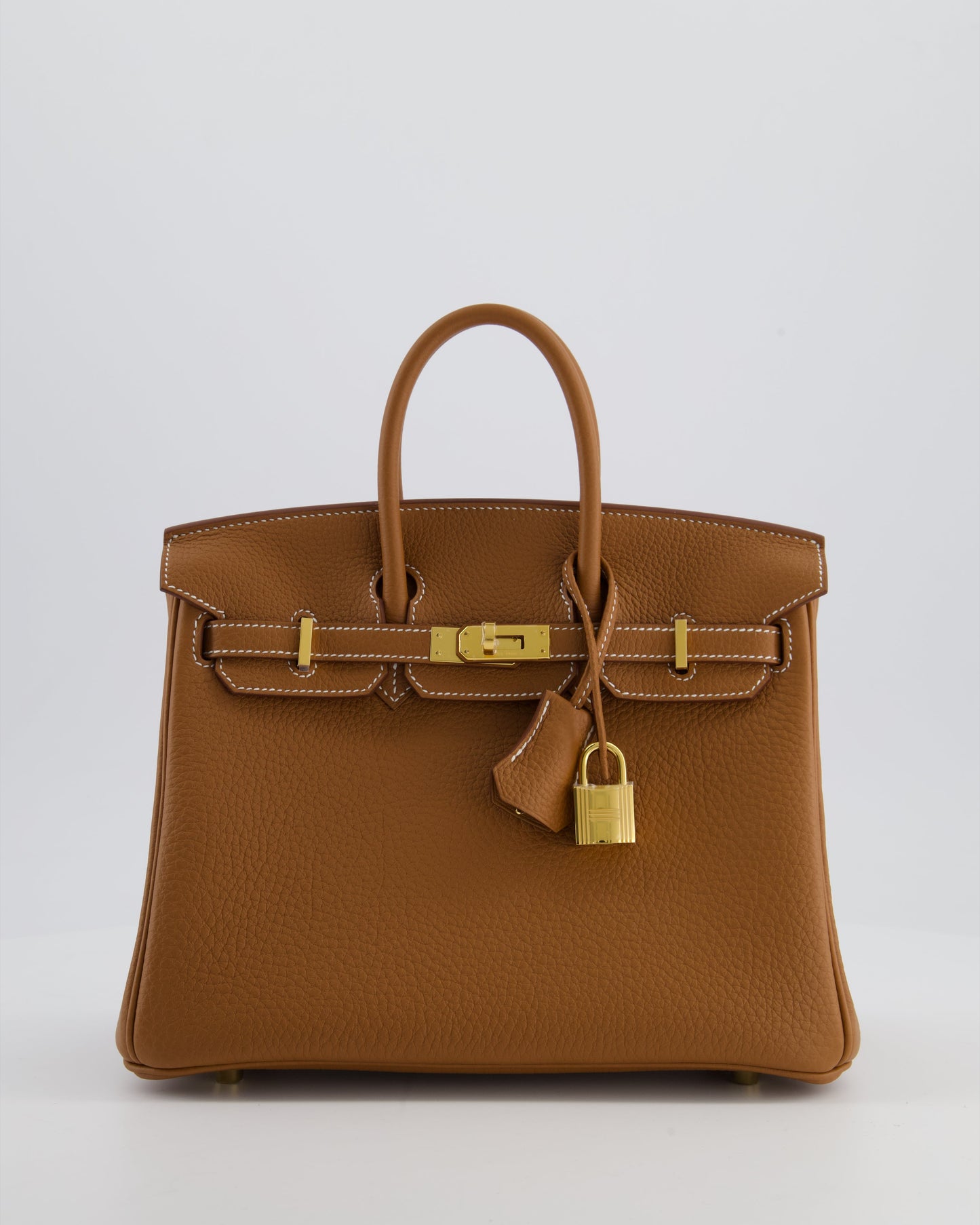 Hermes Birkin 25 Retourne Bag in Gold Togo Leather with Gold Hardware