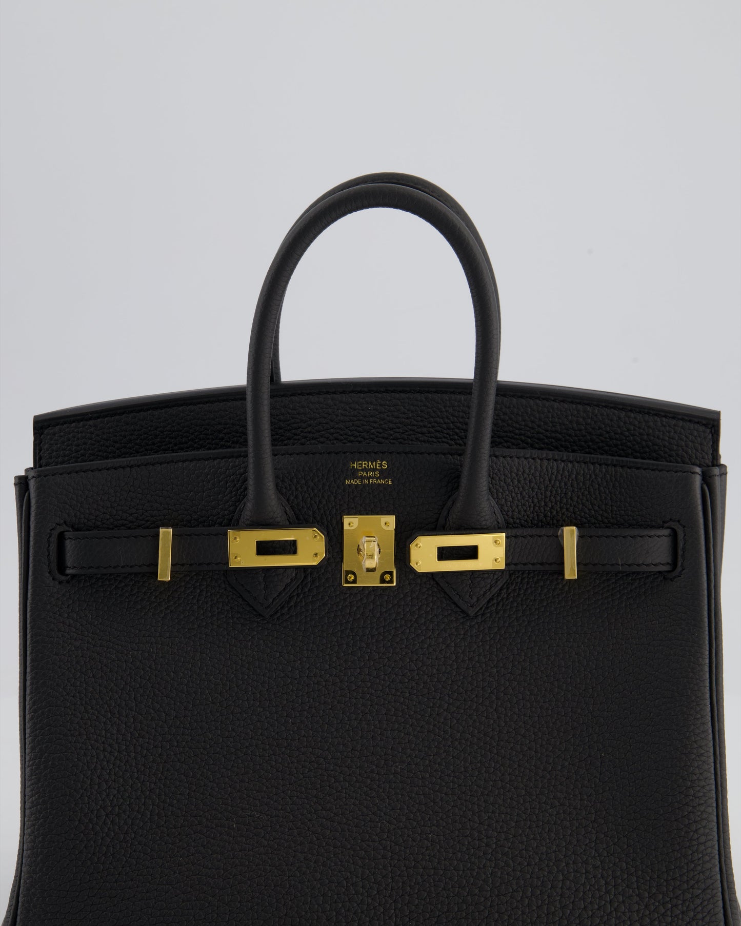 *HOT* Hermes Birkin 25 Retourne Bag in Plomb Togo Leather with Gold Hardware