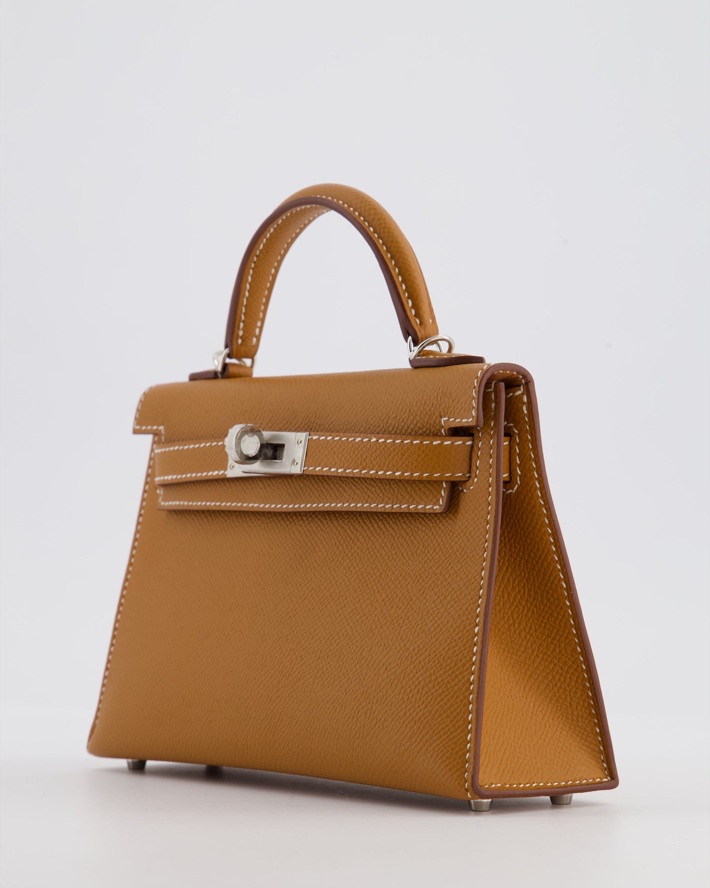 Hermes Mini Kelly II 20 Bag in Gold Epsom Leather with Palladium Hardware