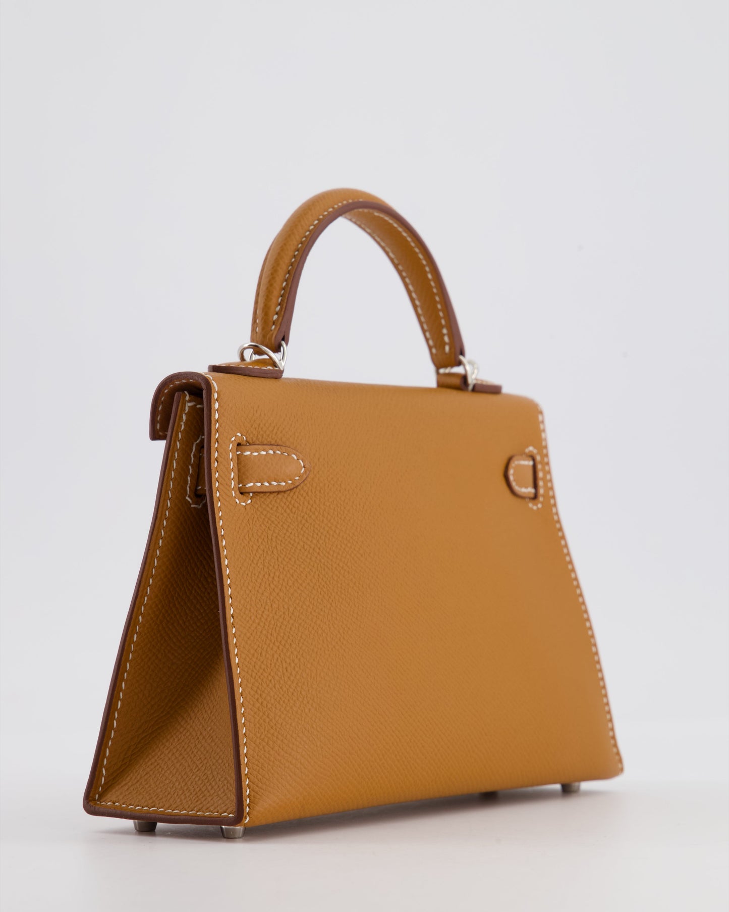Hermes Mini Kelly II 20 Bag in Gold Epsom Leather with Palladium Hardware