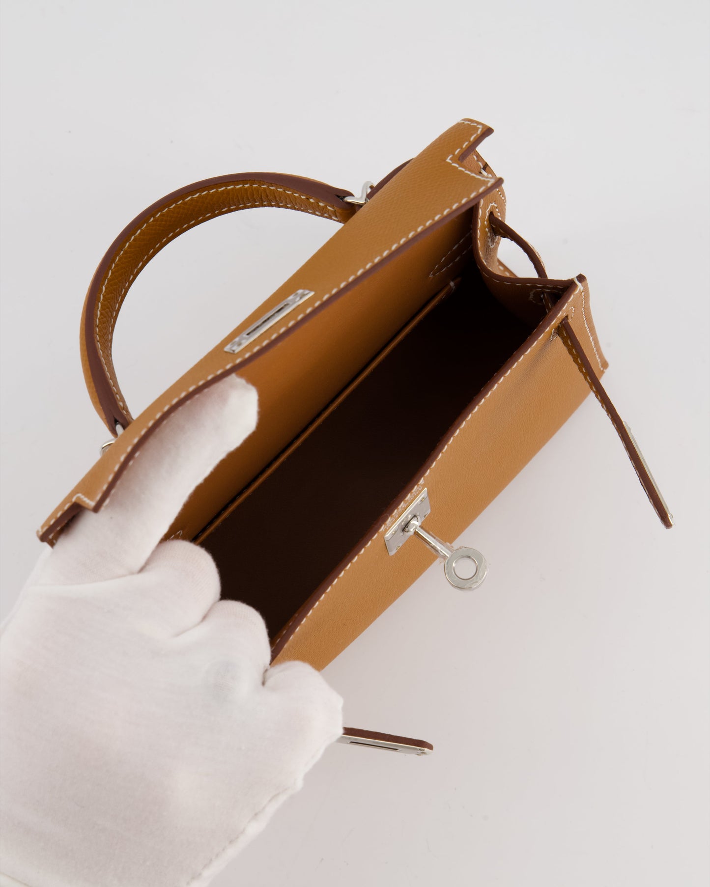 Hermes Mini Kelly II 20 Bag in Gold Epsom Leather with Palladium Hardware