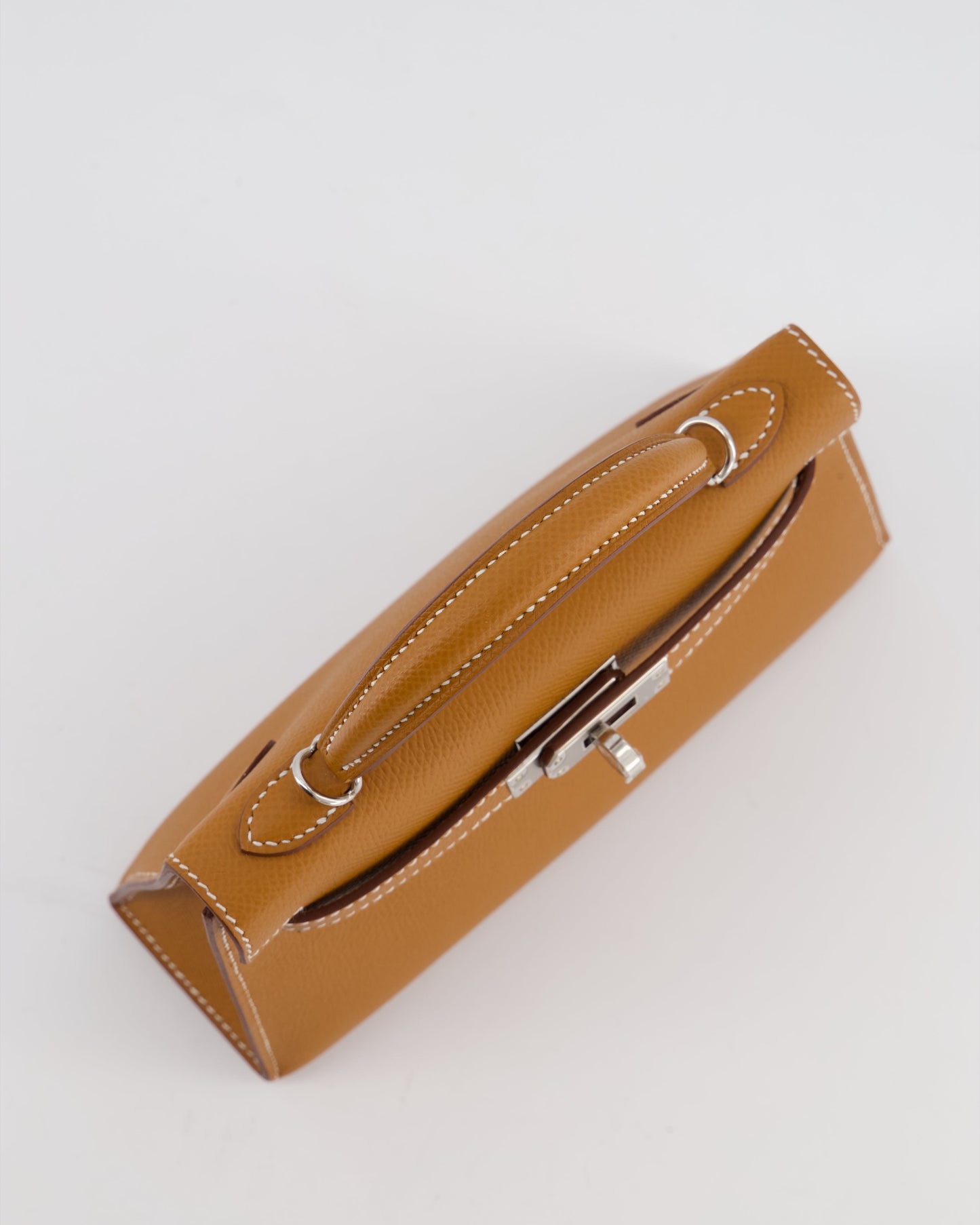 Hermes Mini Kelly II 20 Bag in Gold Epsom Leather with Palladium Hardware