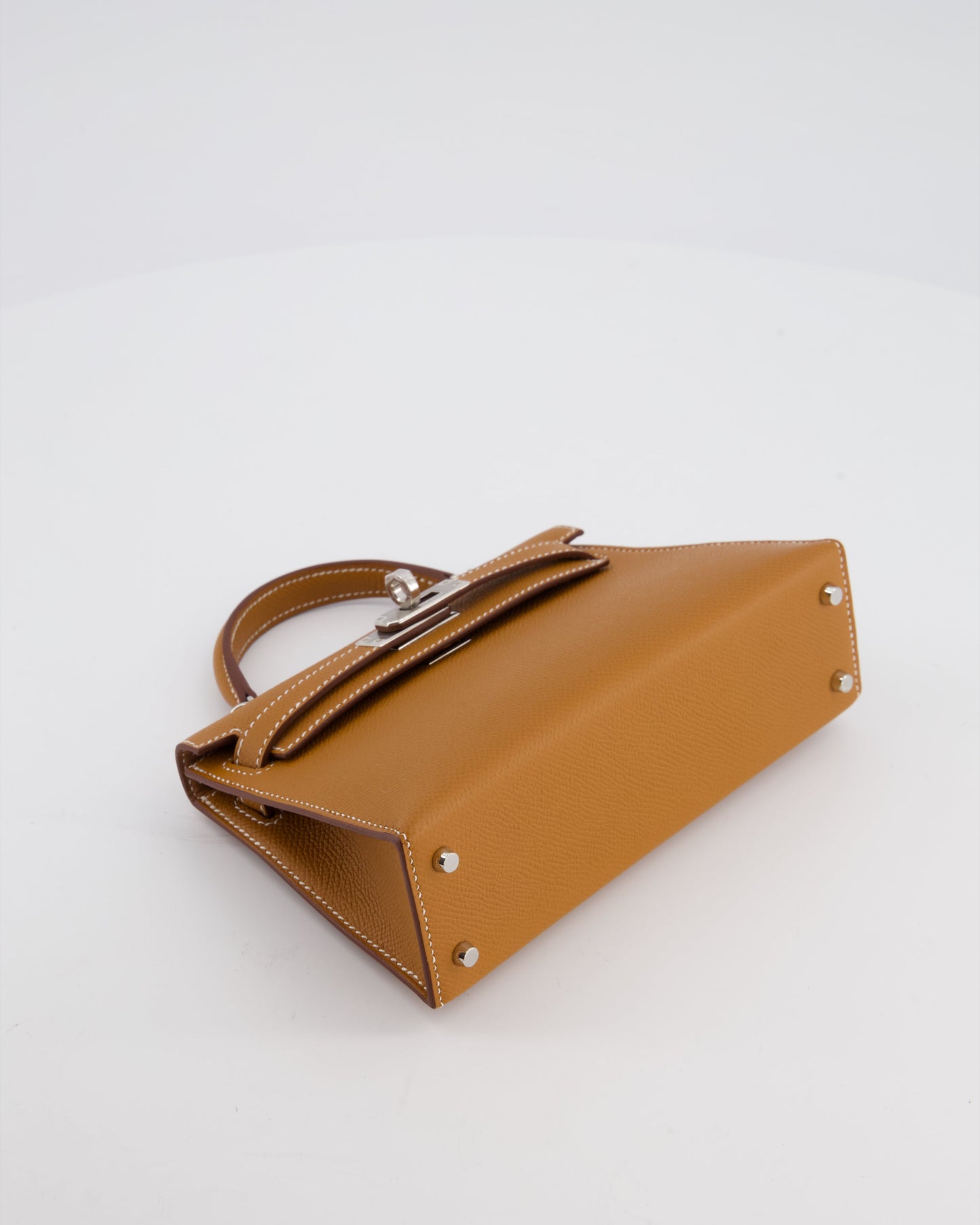 Hermes Mini Kelly II 20 Bag in Gold Epsom Leather with Palladium Hardware