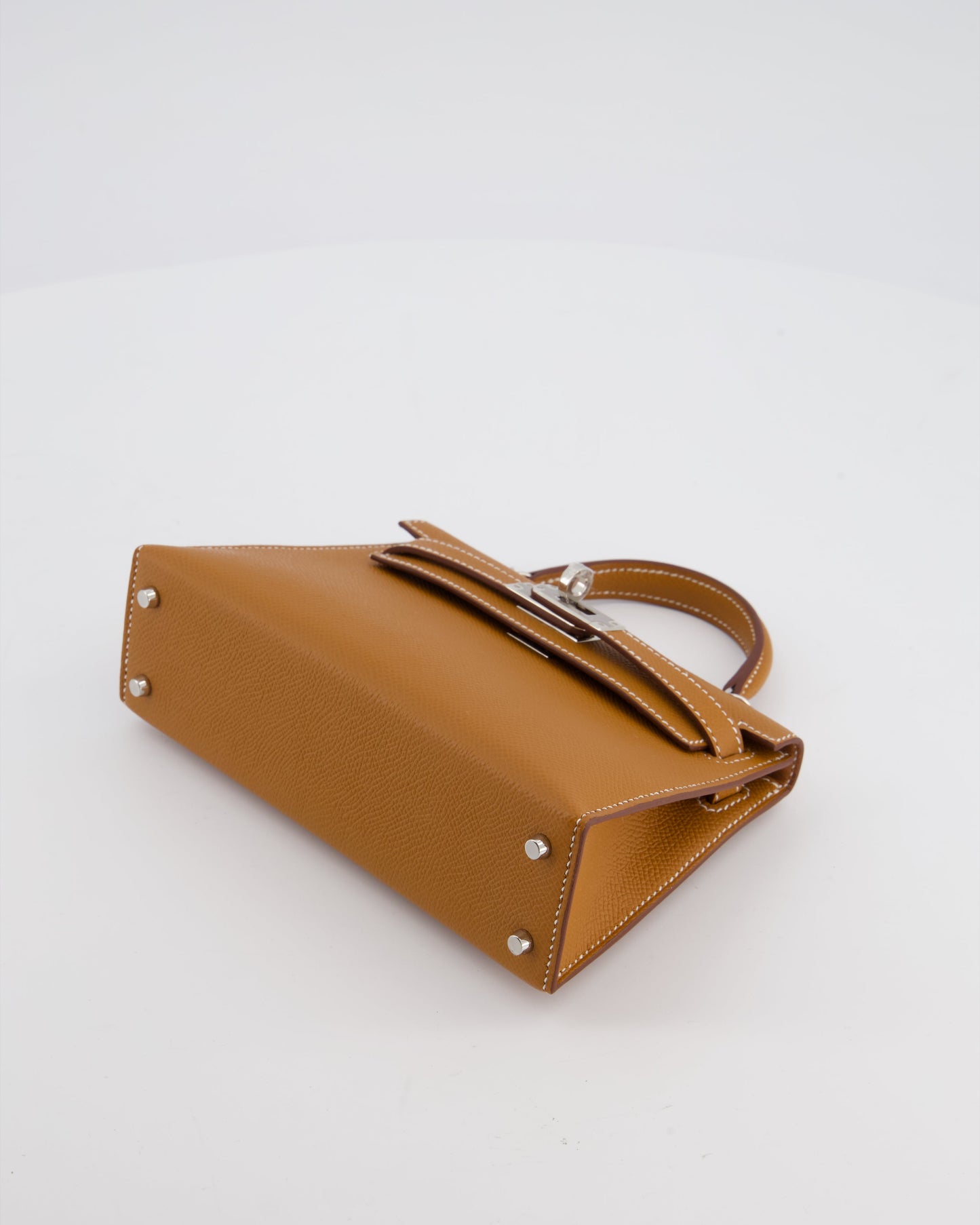 Hermes Mini Kelly II 20 Bag in Gold Epsom Leather with Palladium Hardware