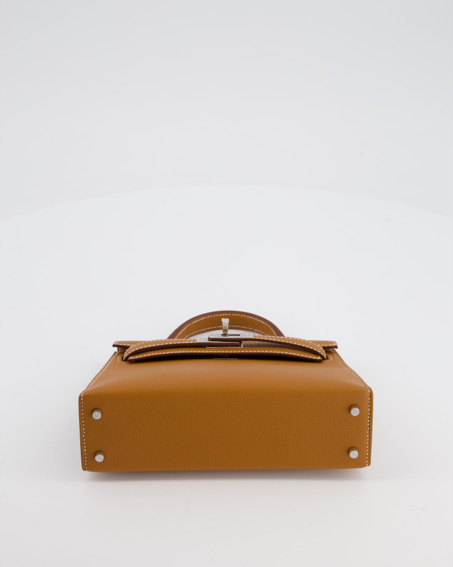 Hermes Mini Kelly II 20 Bag in Gold Epsom Leather with Palladium Hardware