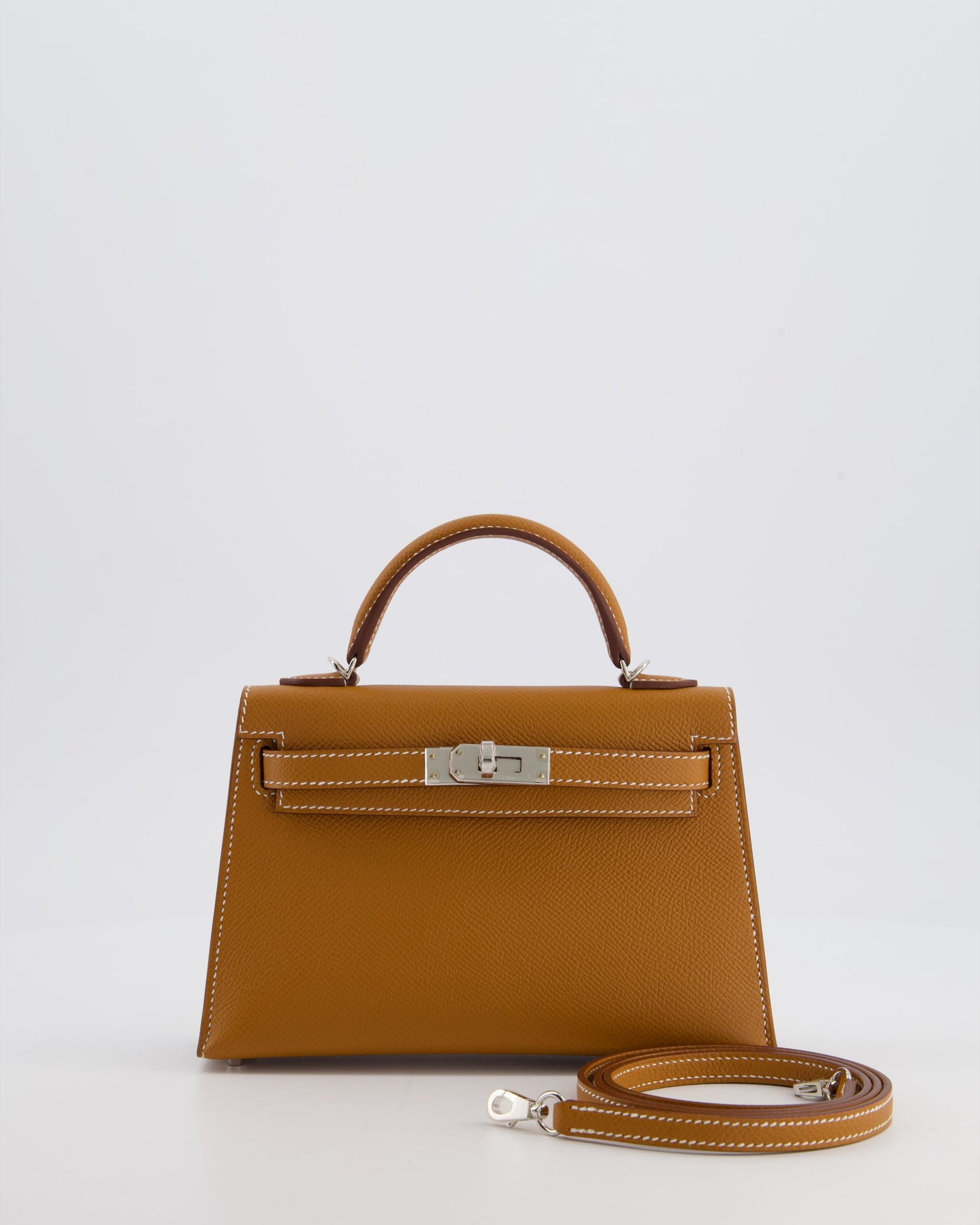 Hermes Mini Kelly II 20 Bag in Gold Epsom Leather with Palladium Hardware