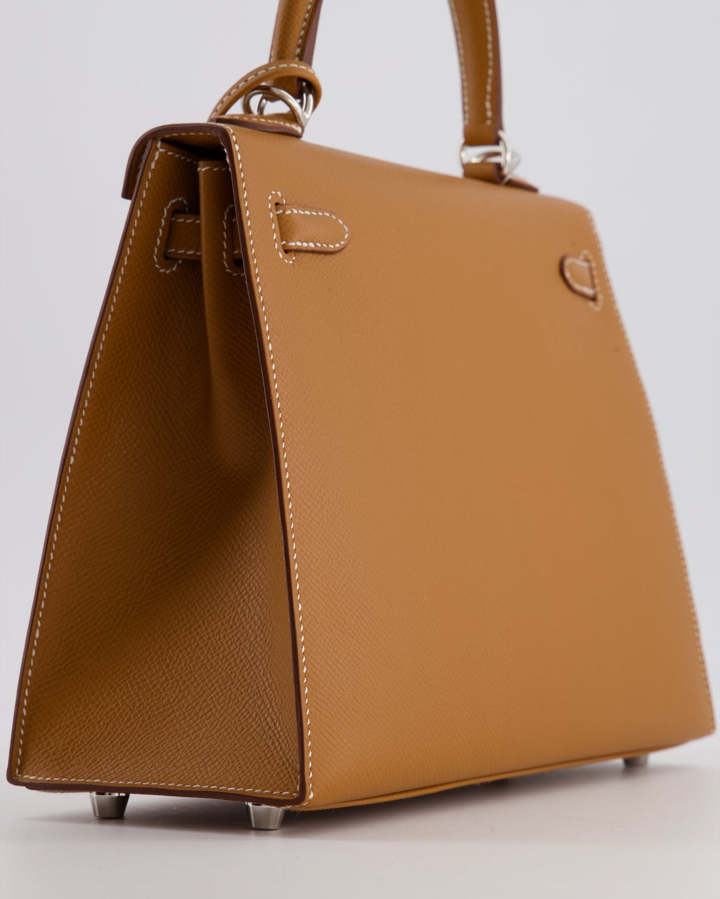 Hermes Kelly 25 Sellier Bag in Gold Epsom Leather with Palladium Hardware