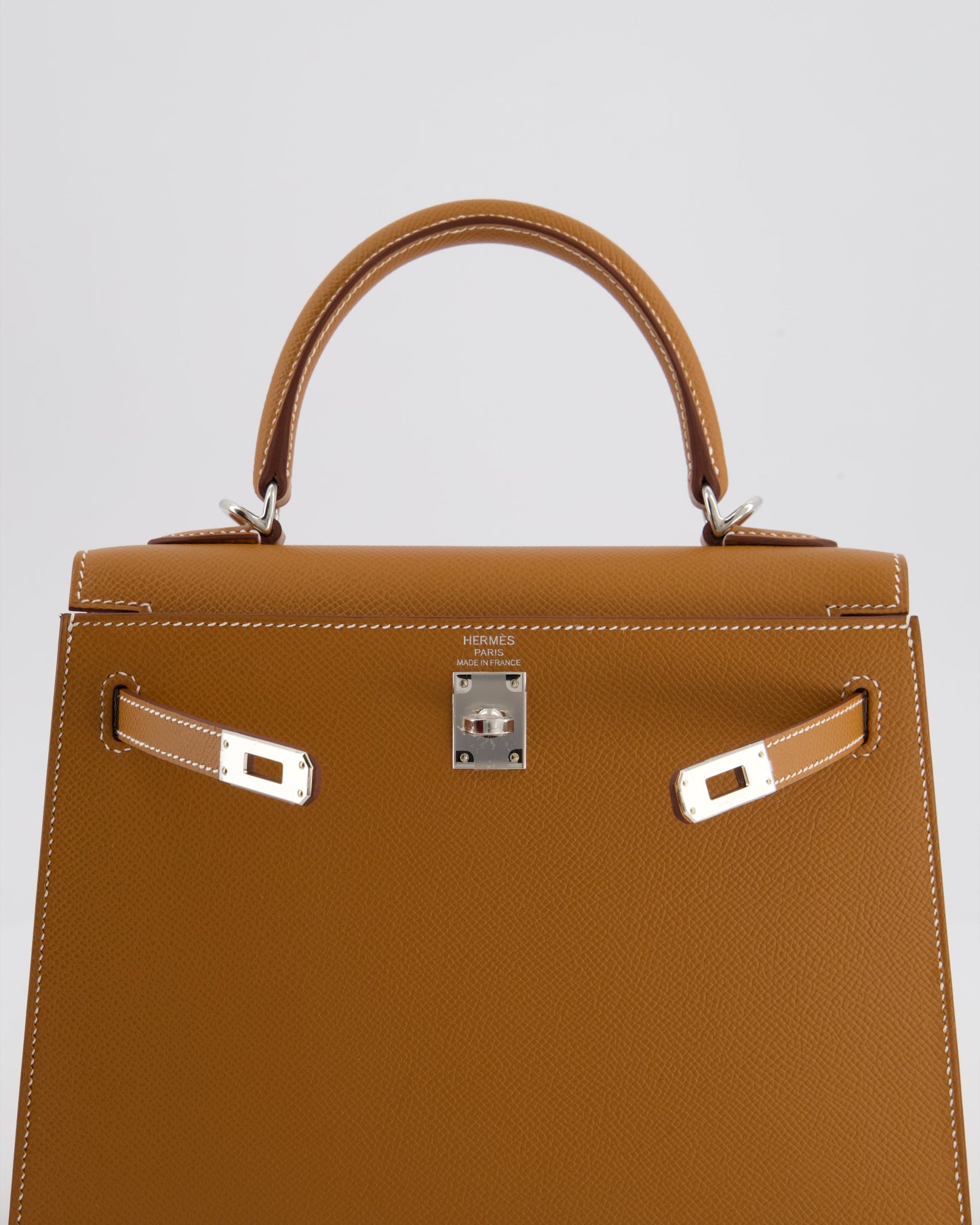 Hermes Kelly 25 Sellier Bag in Gold Epsom Leather with Palladium Hardware