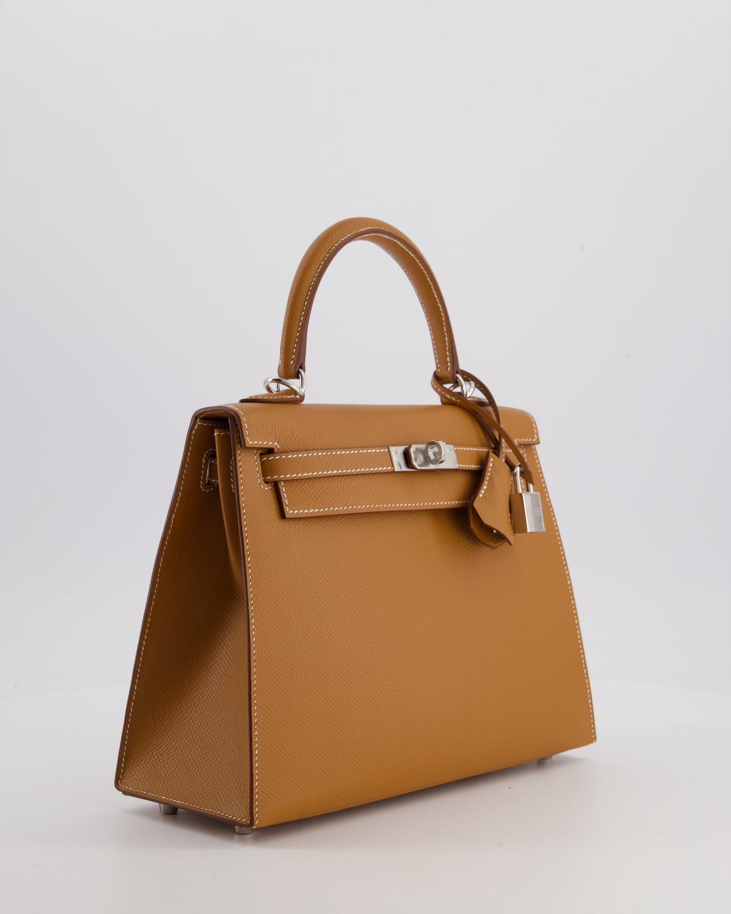Hermes Kelly 25 Sellier Bag in Gold Epsom Leather with Palladium Hardware