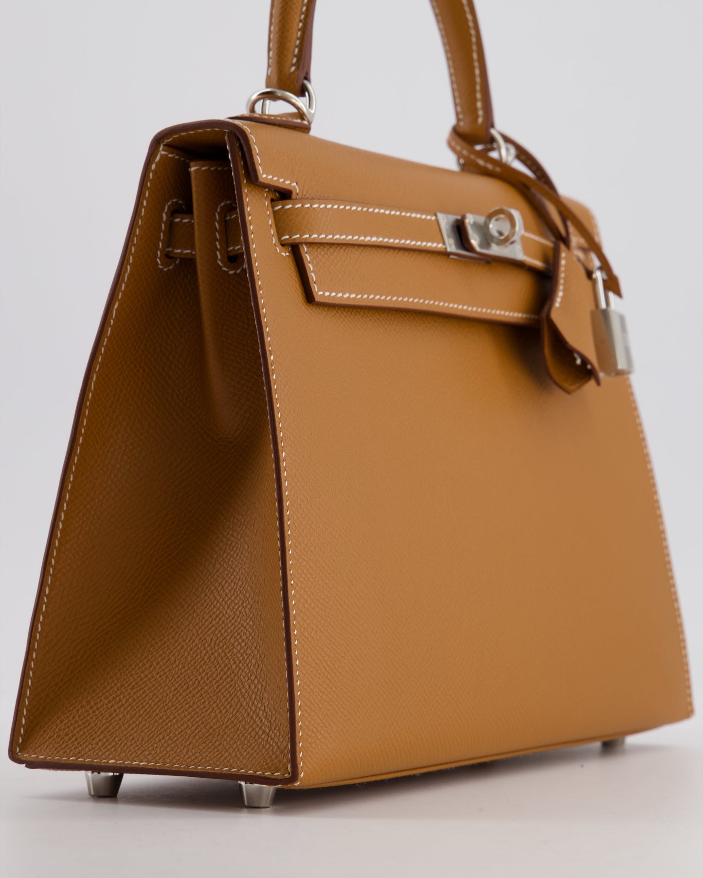 Hermes Kelly 25 Sellier Bag in Gold Epsom Leather with Palladium Hardware