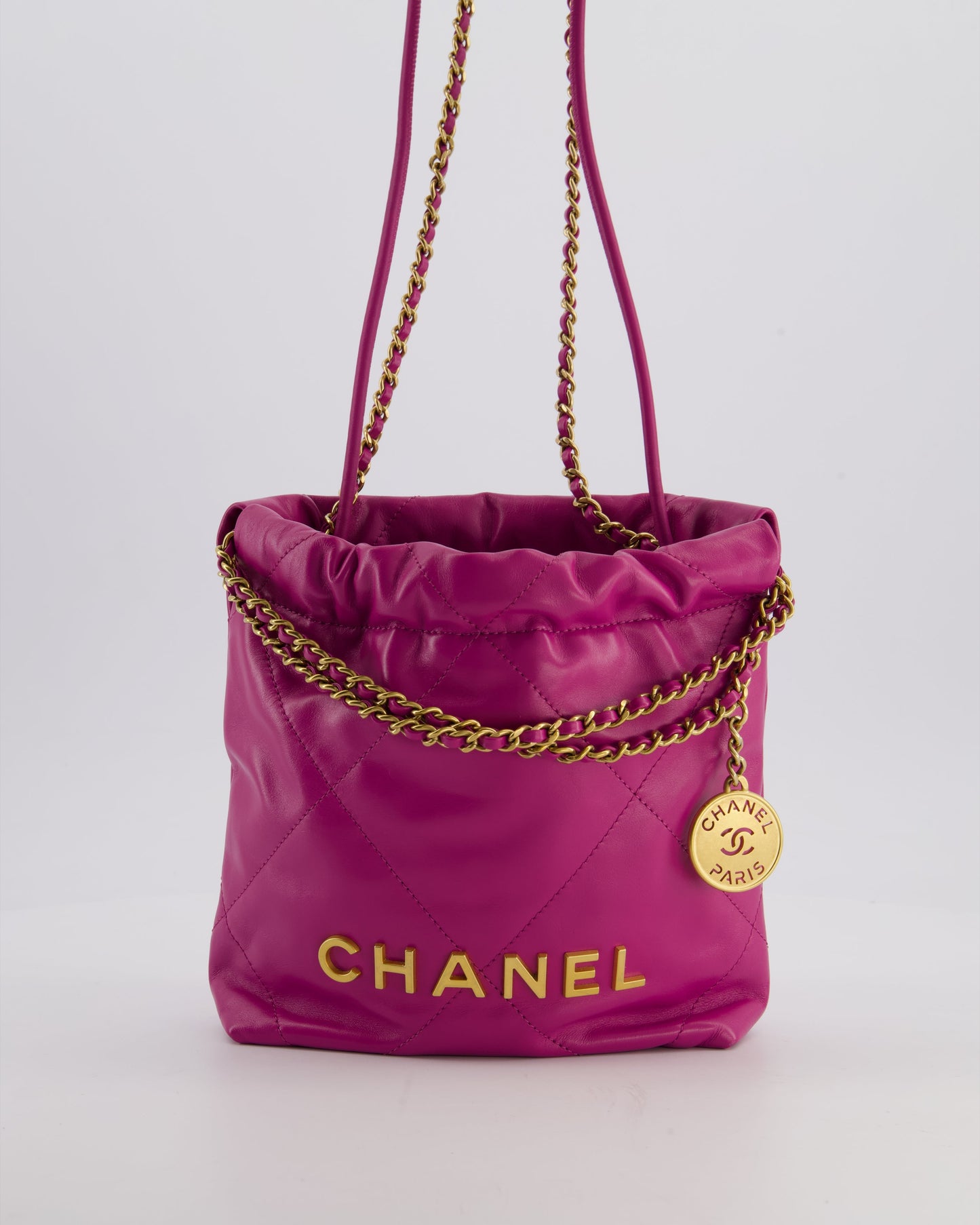 Chanel Magnolia Pink Mini 22 Bag in Calfskin Leather with Brushed Gold Hardware