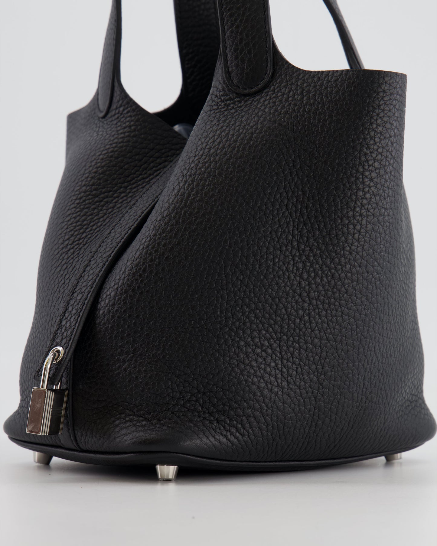 Hermes Picotin 18cm Lock Bag in Noir Clemence Leather with Palladium Hardware