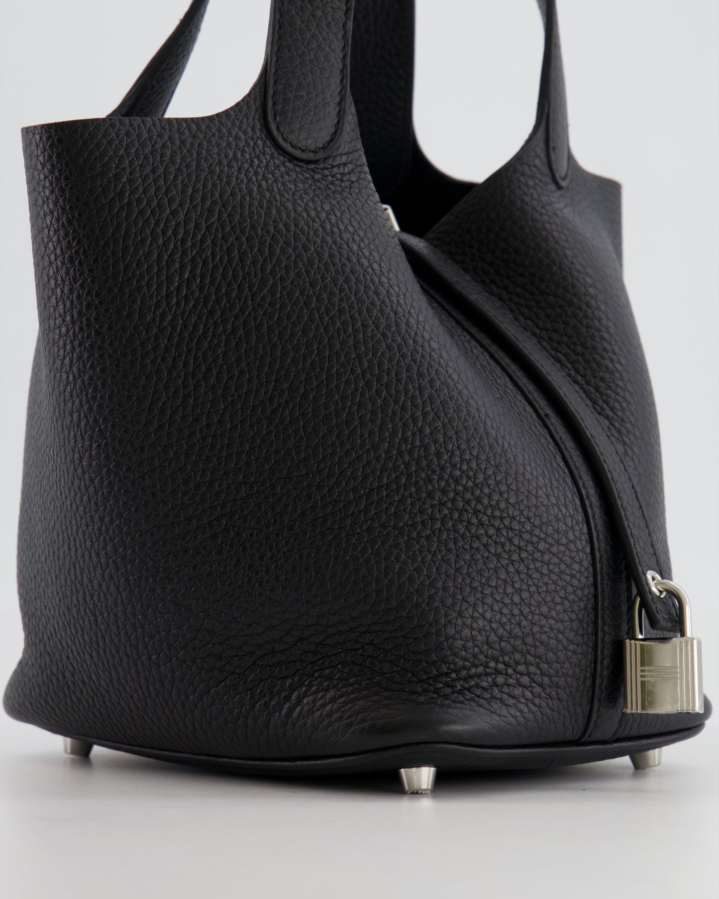 Hermes Picotin 18cm Lock Bag in Noir Clemence Leather with Palladium Hardware