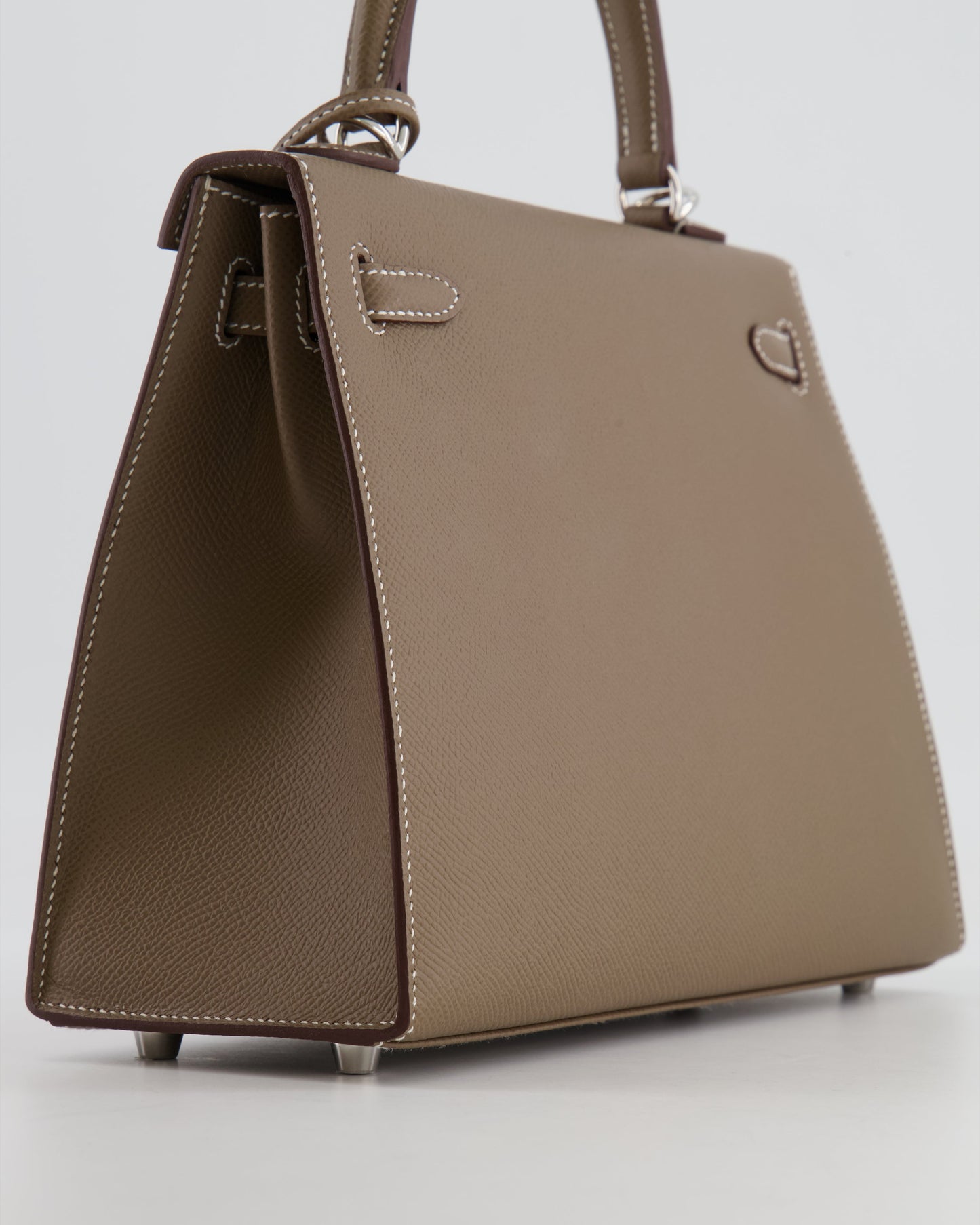 Hermes Kelly 25 Sellier Bag in Etoupe Epsom Leather with Palladium Hardware