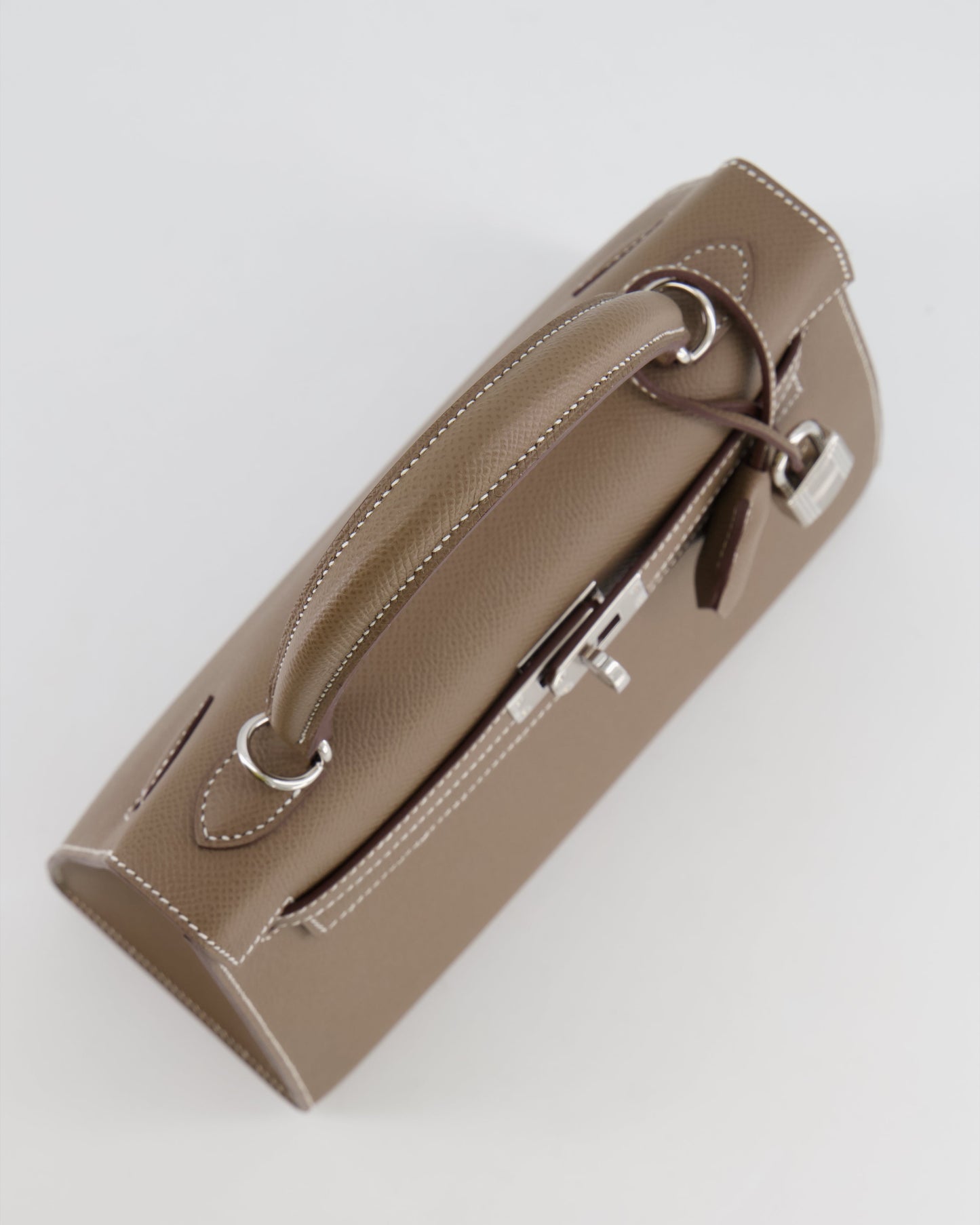 Hermes Kelly 25 Sellier Bag in Etoupe Epsom Leather with Palladium Hardware