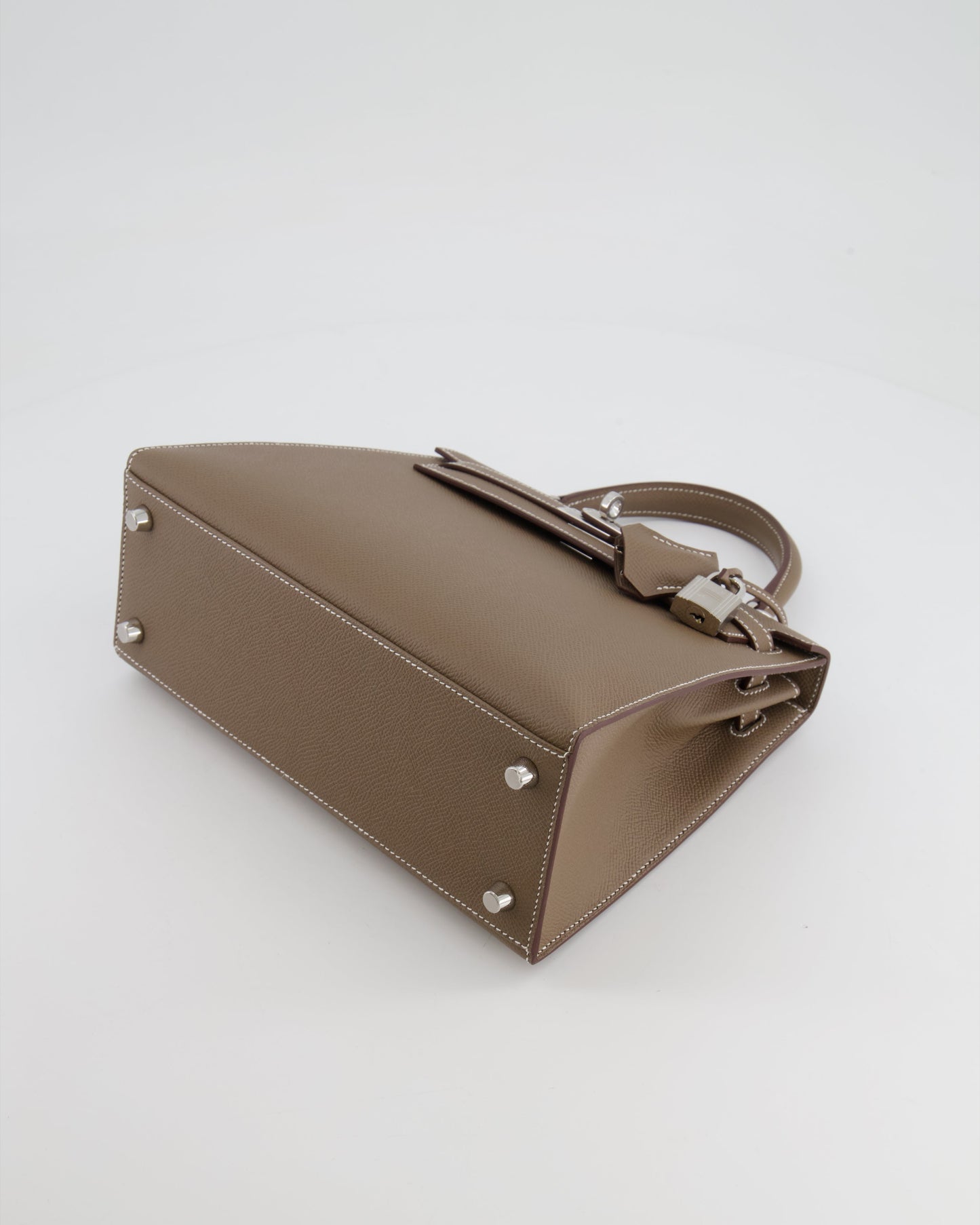 Hermes Kelly 25 Sellier Bag in Etoupe Epsom Leather with Palladium Hardware