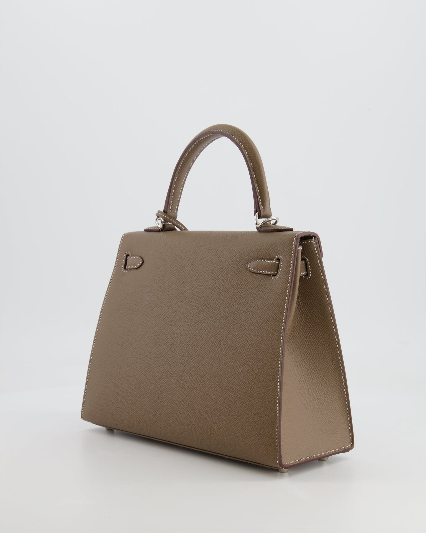 Hermes Kelly 25 Sellier Bag in Etoupe Epsom Leather with Palladium Hardware