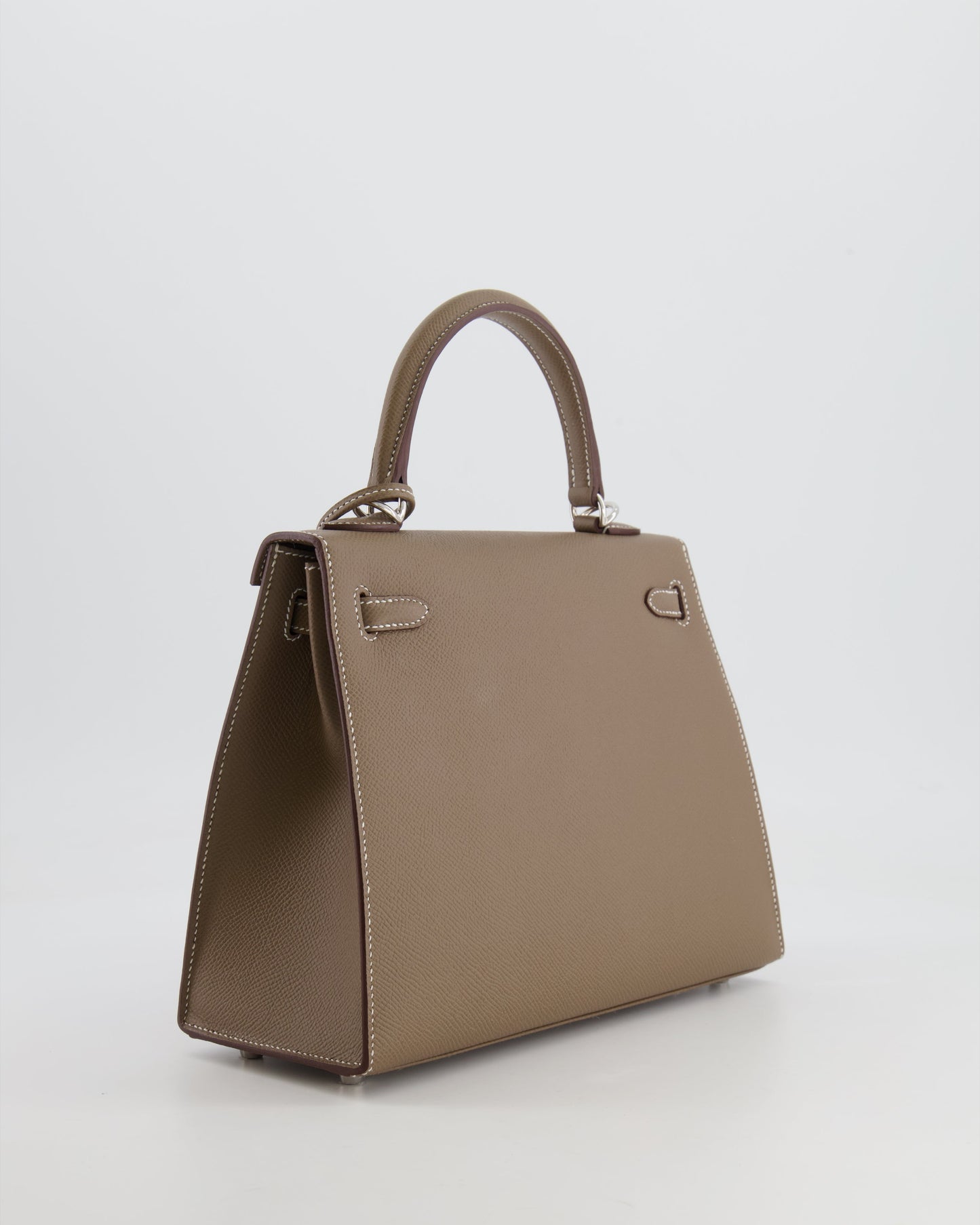 Hermes Kelly 25 Sellier Bag in Etoupe Epsom Leather with Palladium Hardware