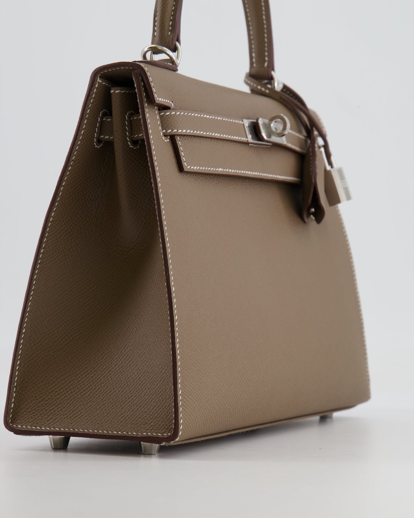 Hermes Kelly 25 Sellier Bag in Etoupe Epsom Leather with Palladium Hardware