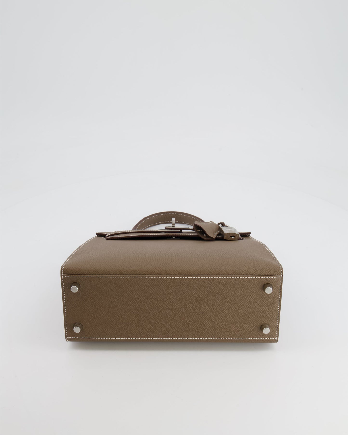 Hermes Kelly 25 Sellier Bag in Etoupe Epsom Leather with Palladium Hardware