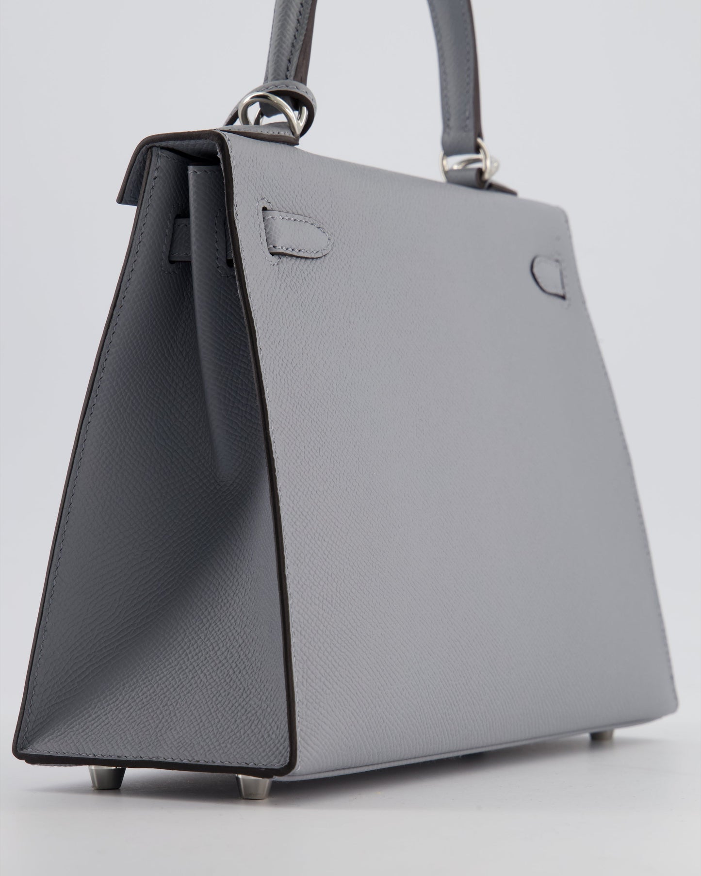 Hermes Kelly 25 Sellier Bag in Gris Pantin Epsom Leather with Palladium Hardware