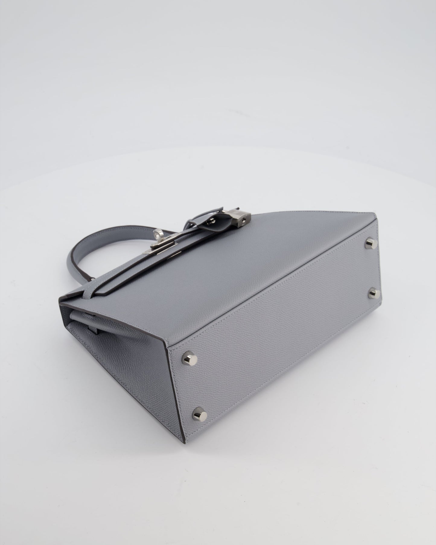 Hermes Kelly 25 Sellier Bag in Gris Pantin Epsom Leather with Palladium Hardware