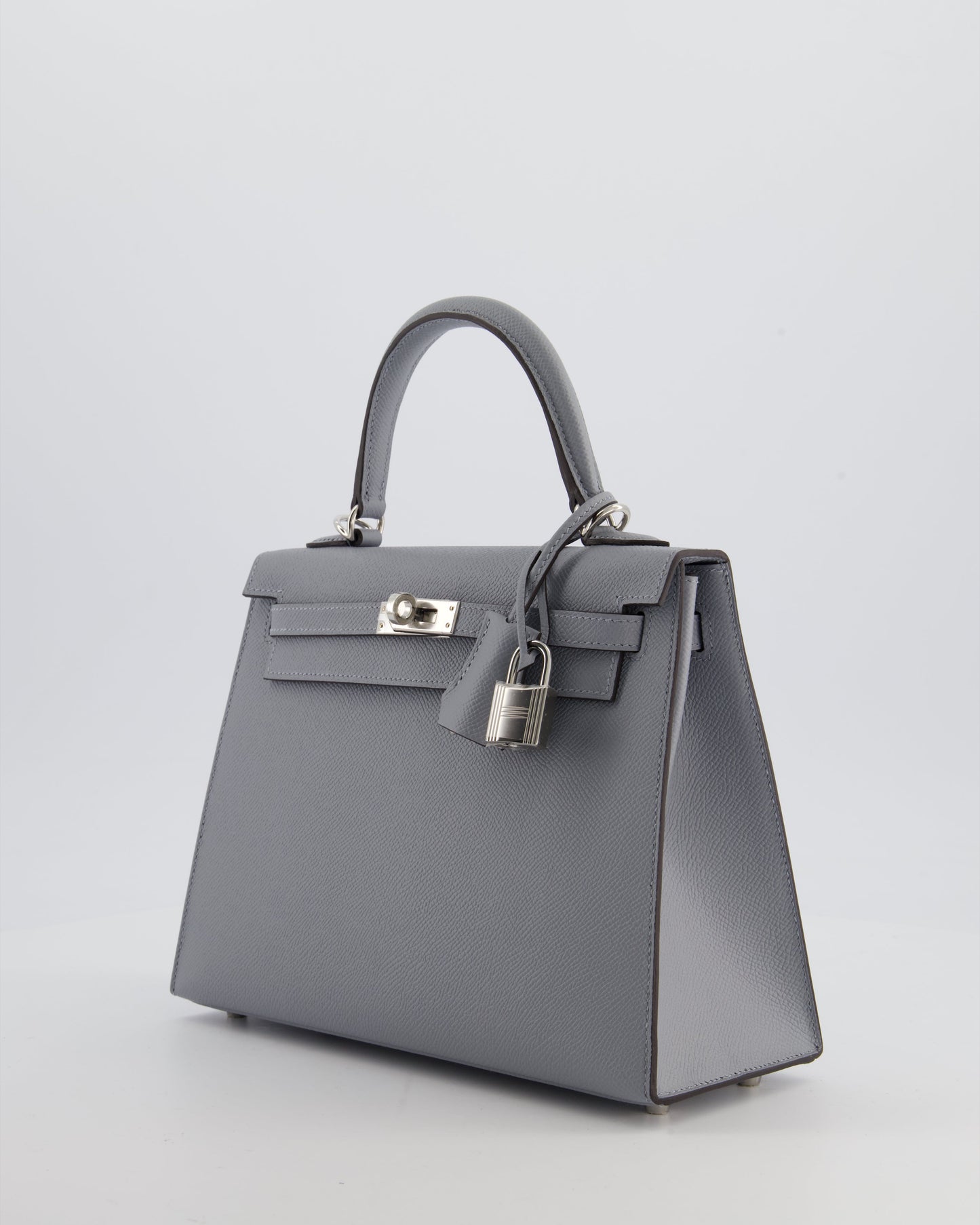 Hermes Kelly 25 Sellier Bag in Gris Pantin Epsom Leather with Palladium Hardware