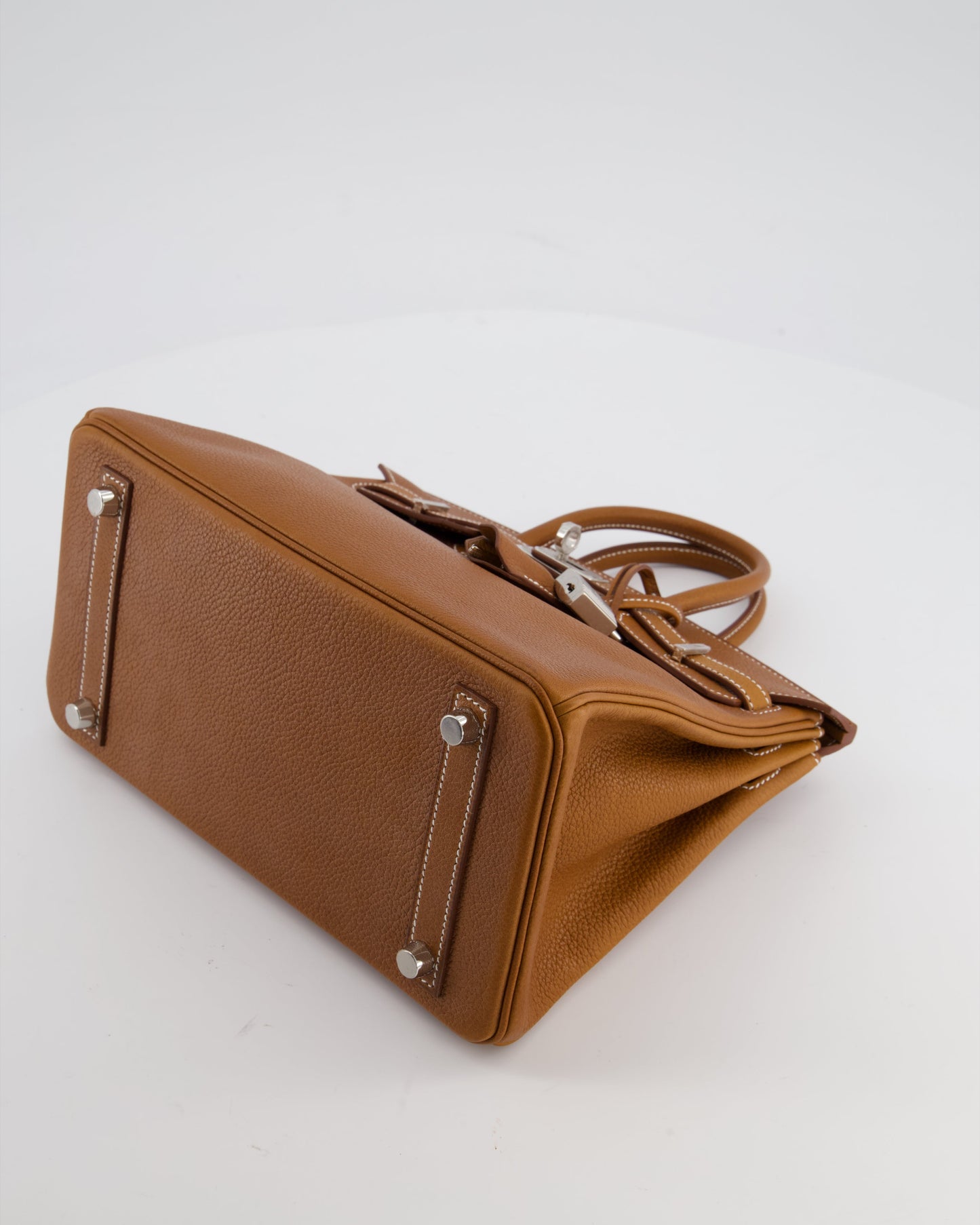 *RARE* Hermes Birkin 25 Retourne Bag in Fauve Barenia Faubourg Leather with Palladium Hardware